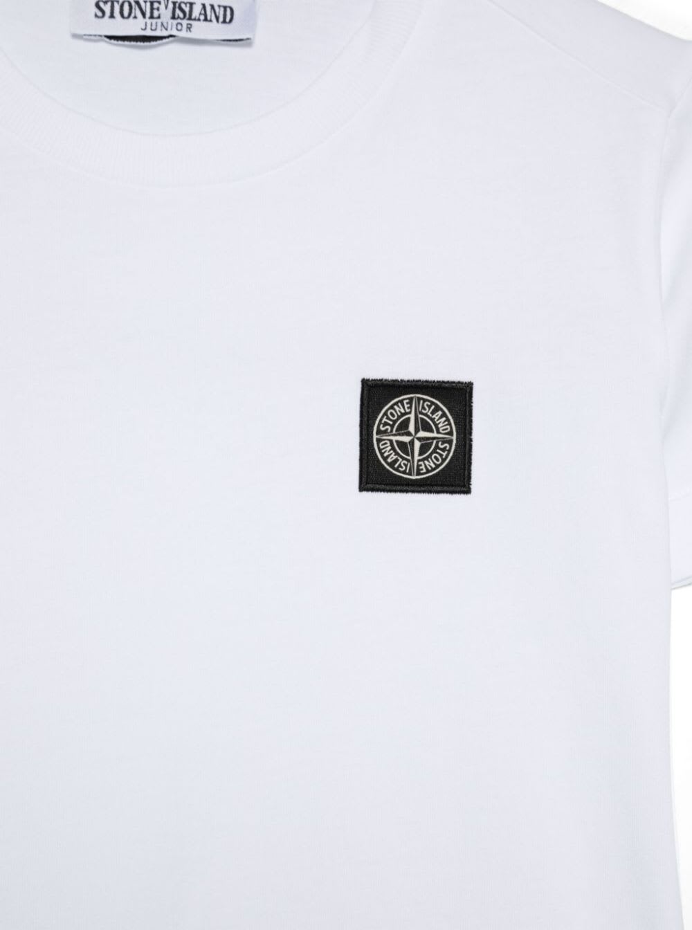 Stone Island Junior Compass Logo Patch T-shirt In White