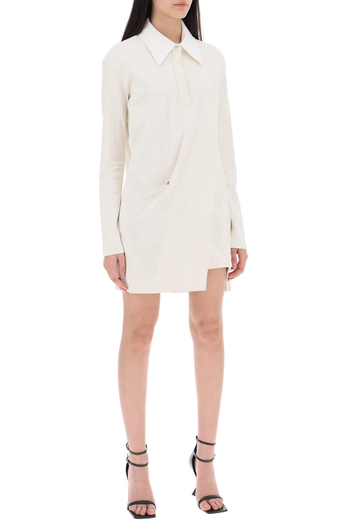 Shop Courrèges Twisted Polo Mini Dress In Natural (white)