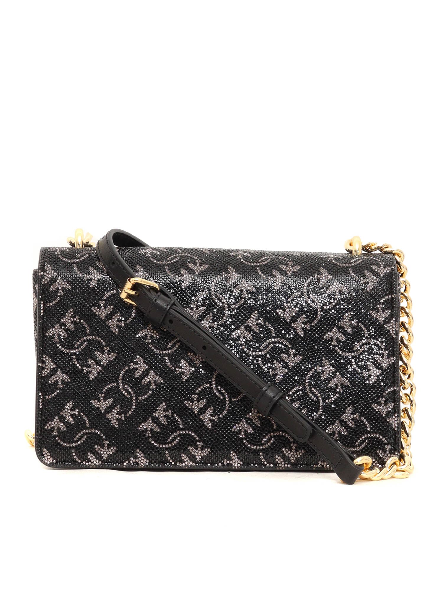 Shop Pinko Love One Mini Light Cl Monogram In Black