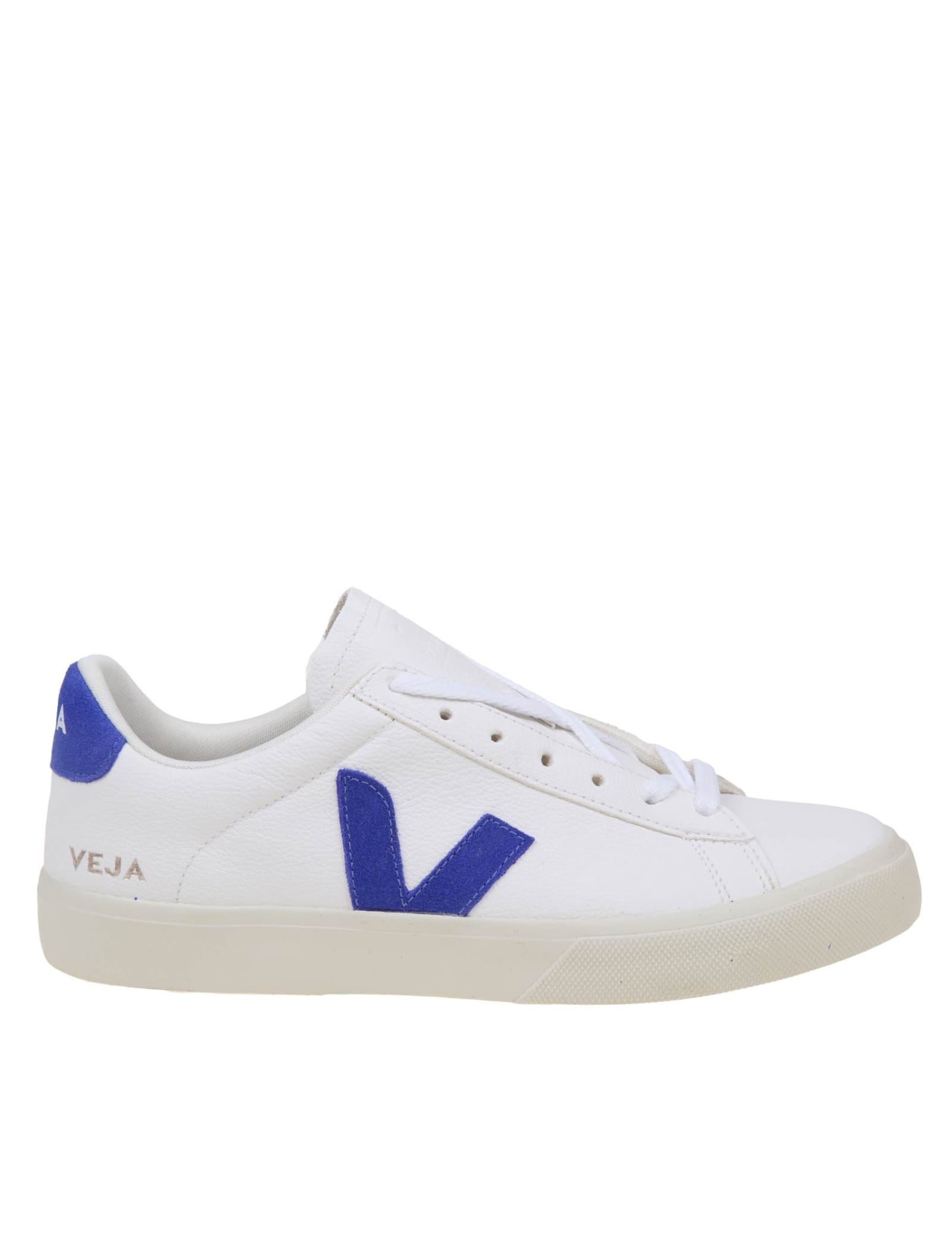 VEJA CAMPO SNEAKERS IN WHITE AND BLUE LEATHER