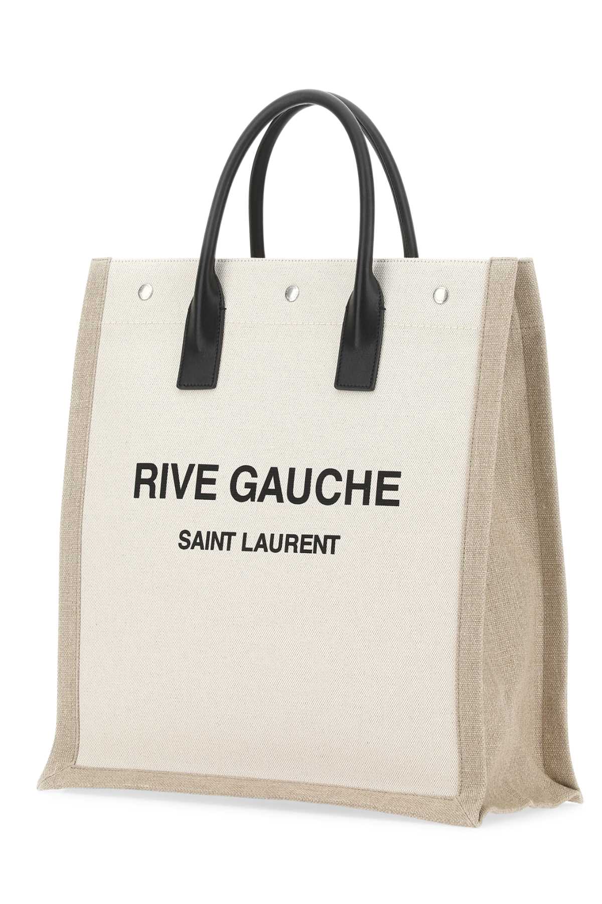 Shop Saint Laurent Two-tone Canvas Rive Gauche Shopping Bag In Multicolor