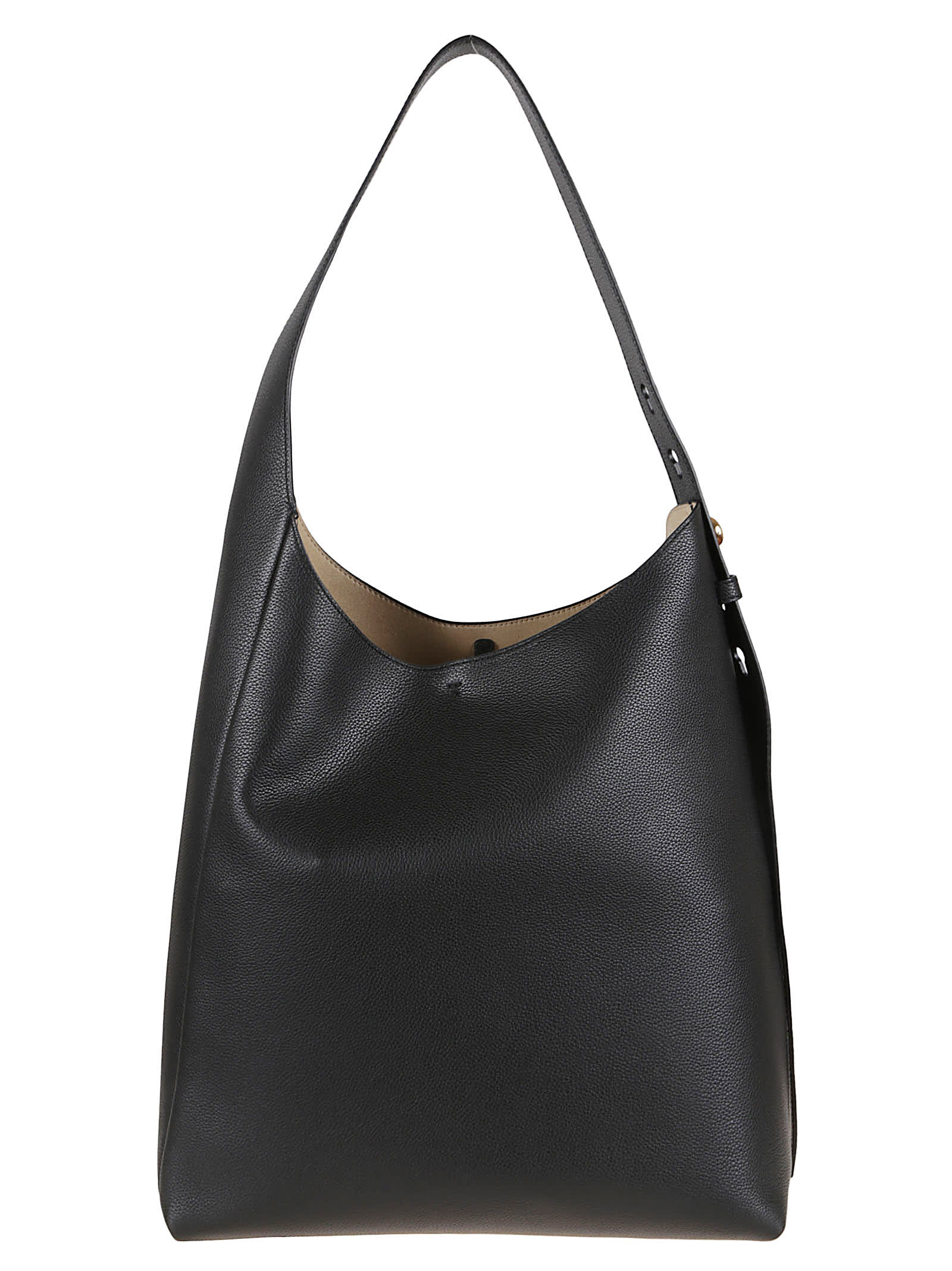 Tory Burch Romy Hobo Bag With Textured Leather And Gold Accents In Black