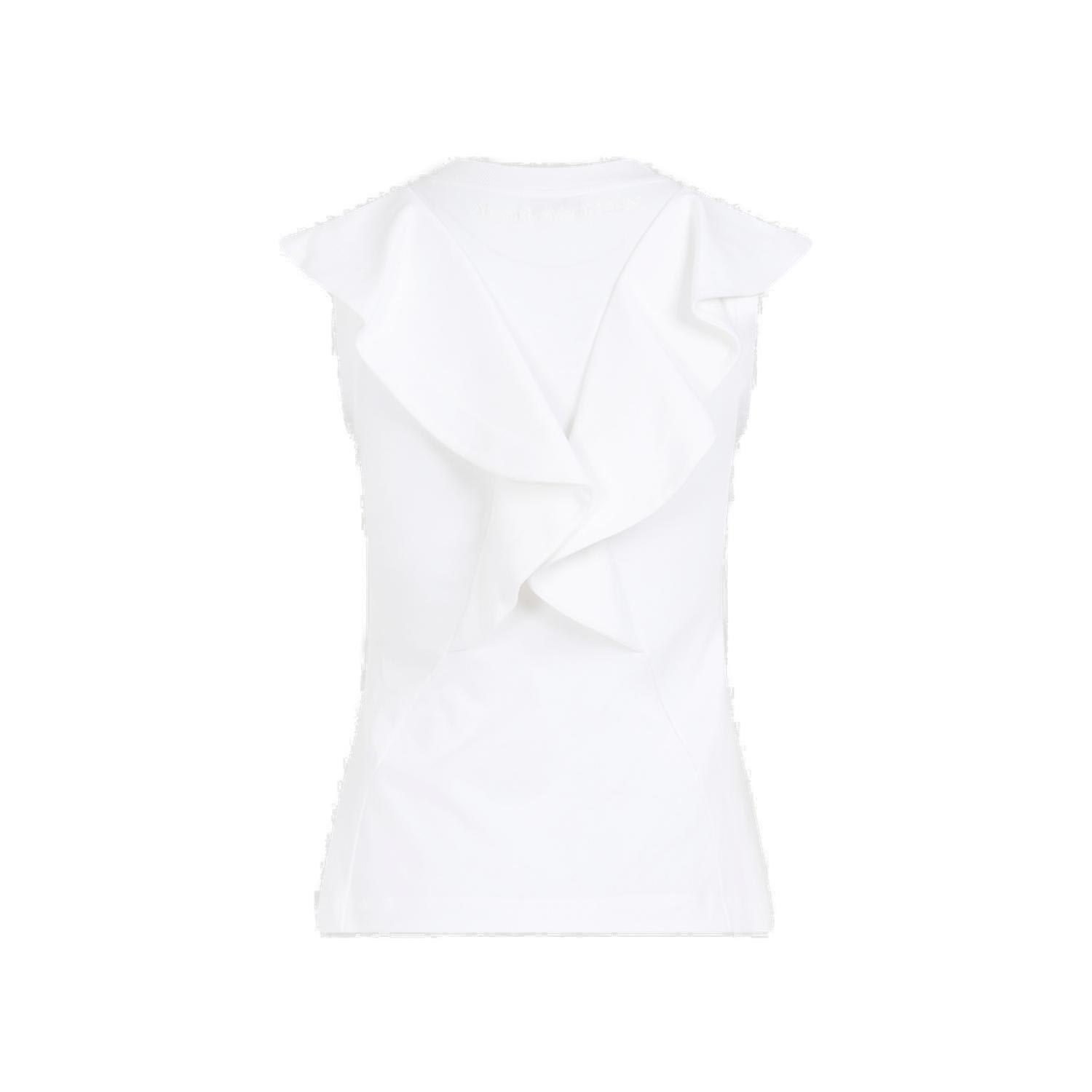 Shop Alexander Mcqueen Frill Detail Sleeveless Top In Bianco