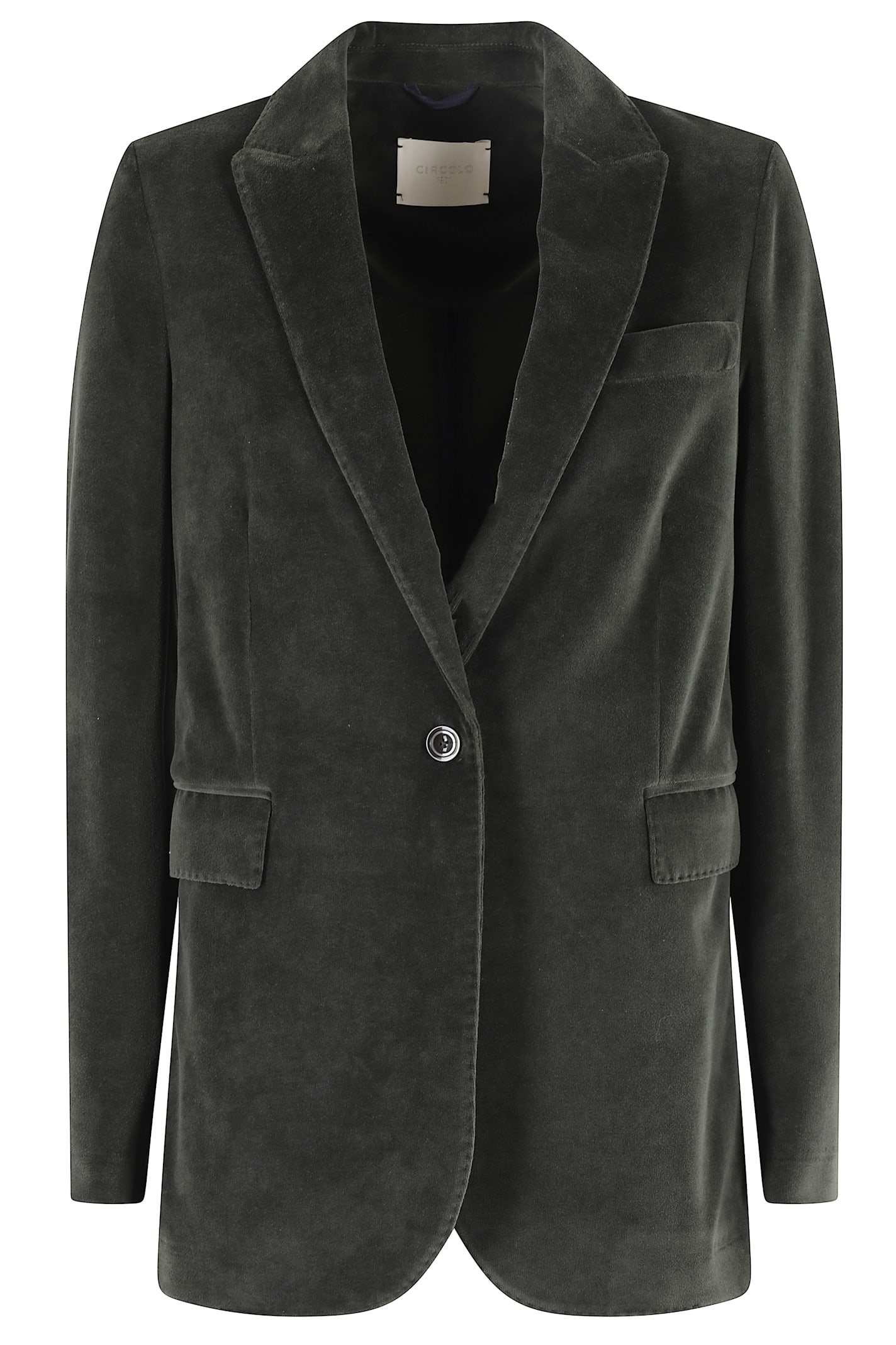 Circolo 1901 Velvet Single-breasted Blazer In Green