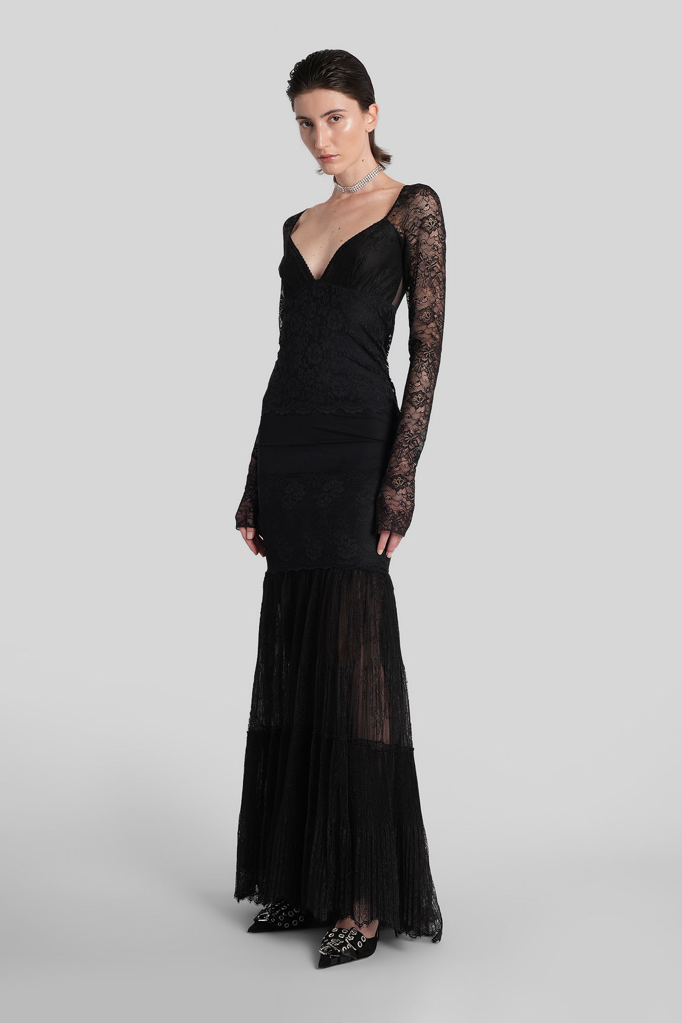 Blumarine Long Dress In Black