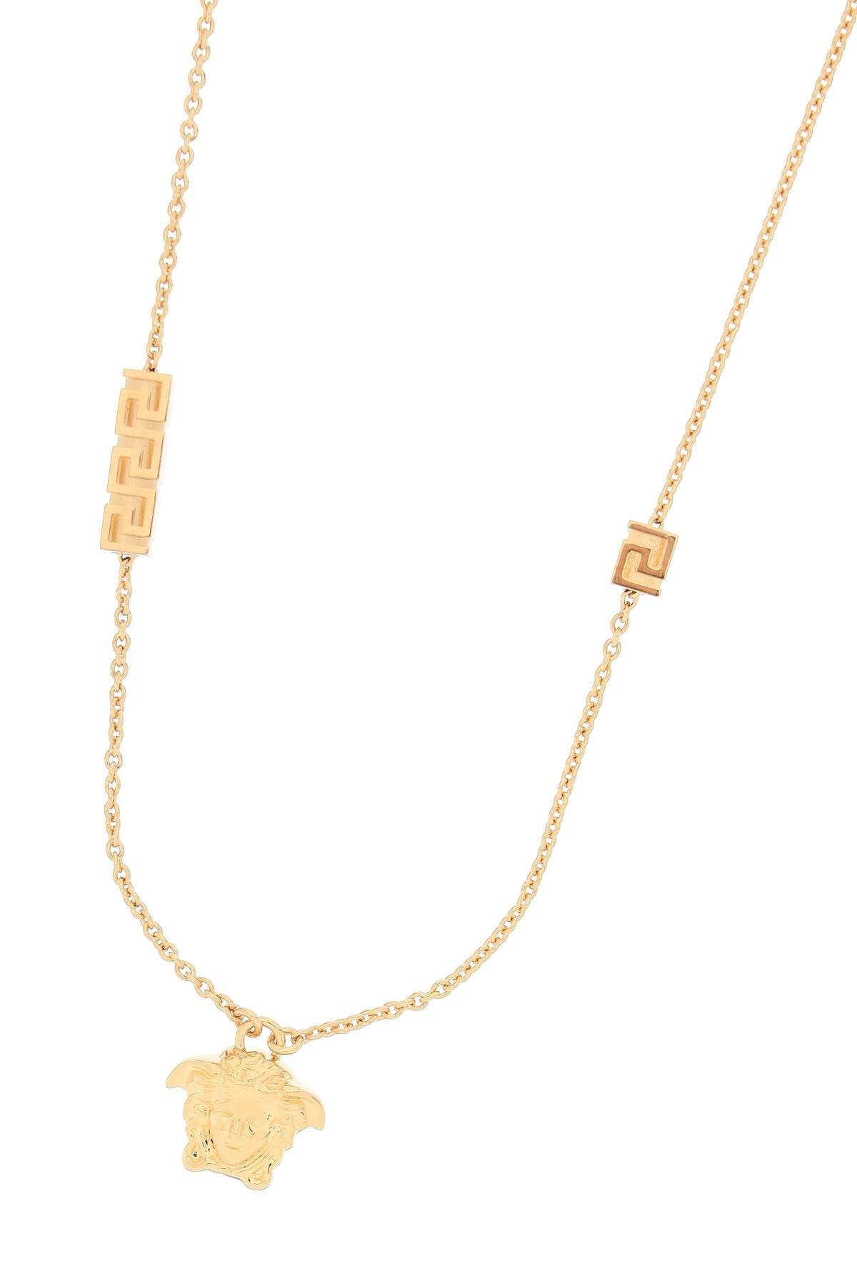 Shop Versace Medusa Head Chained Necklace In Giallo