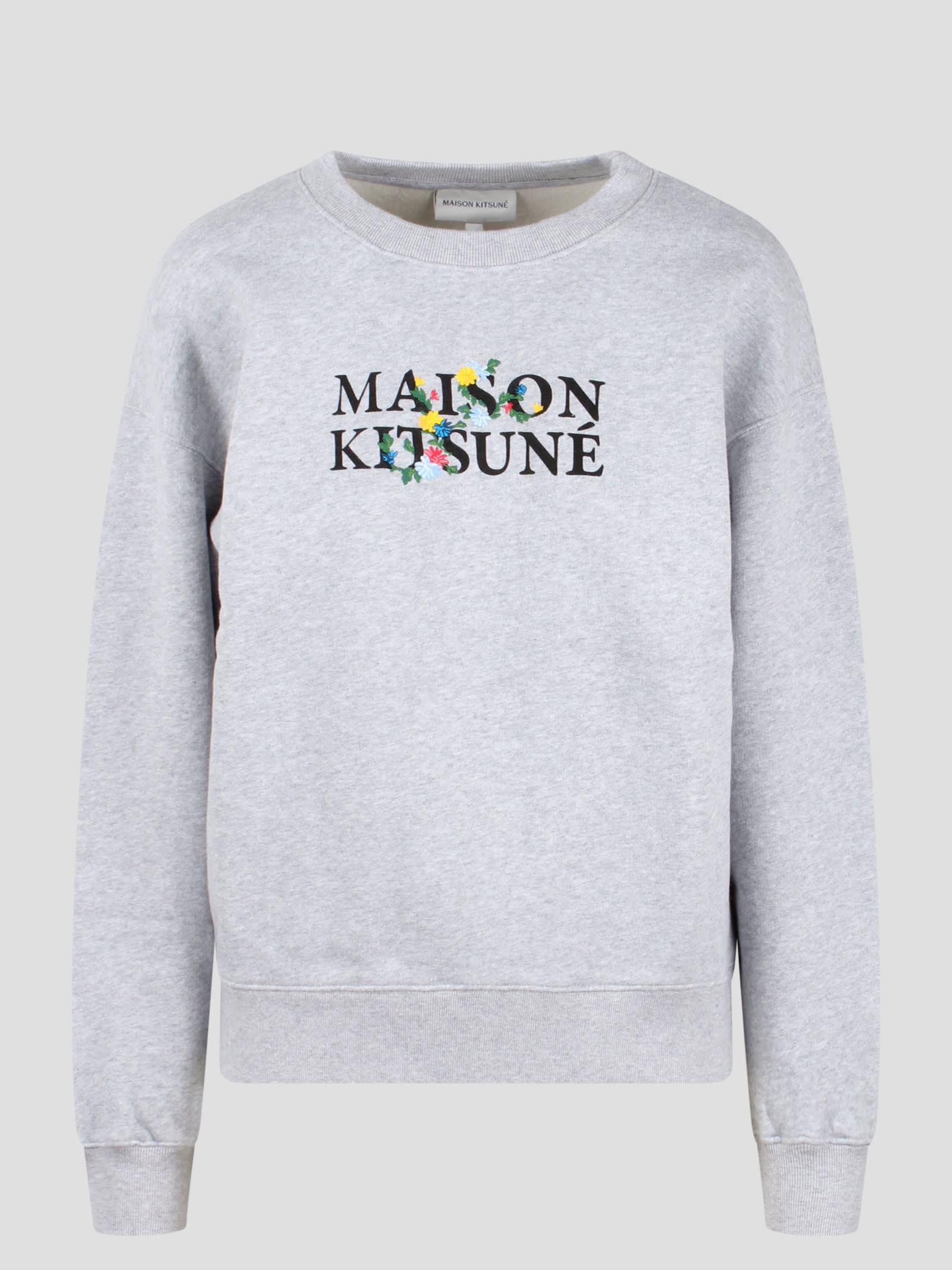 Shop Maison Kitsuné Maison Kitsune Flowers Comfort Sweatshirt In Grey