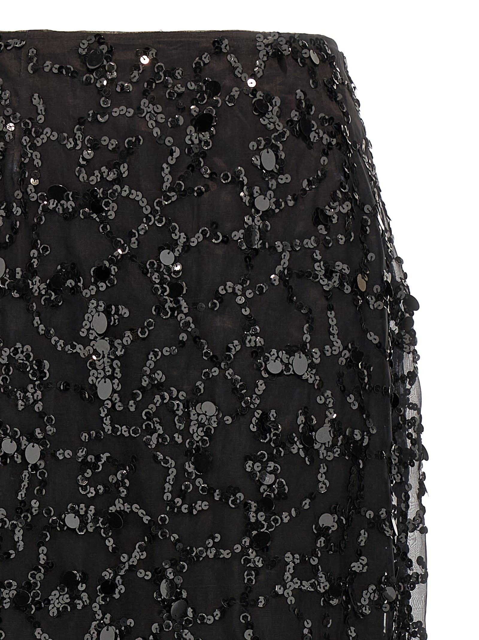 Shop Fabiana Filippi Sequin Skirt In Black