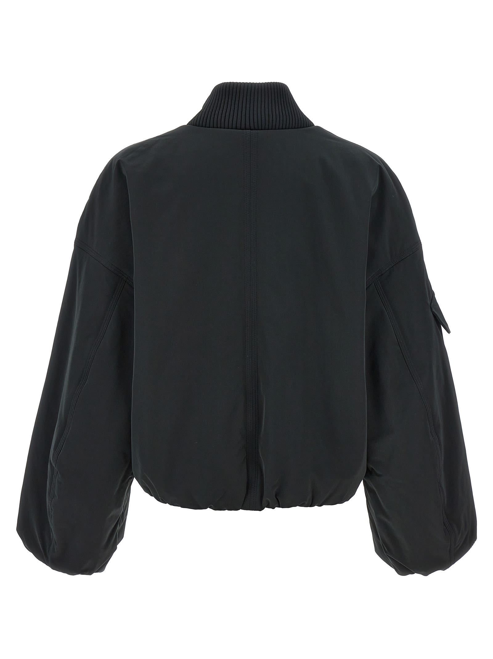 Shop Ganni Nylon Bomber Jacket In Black