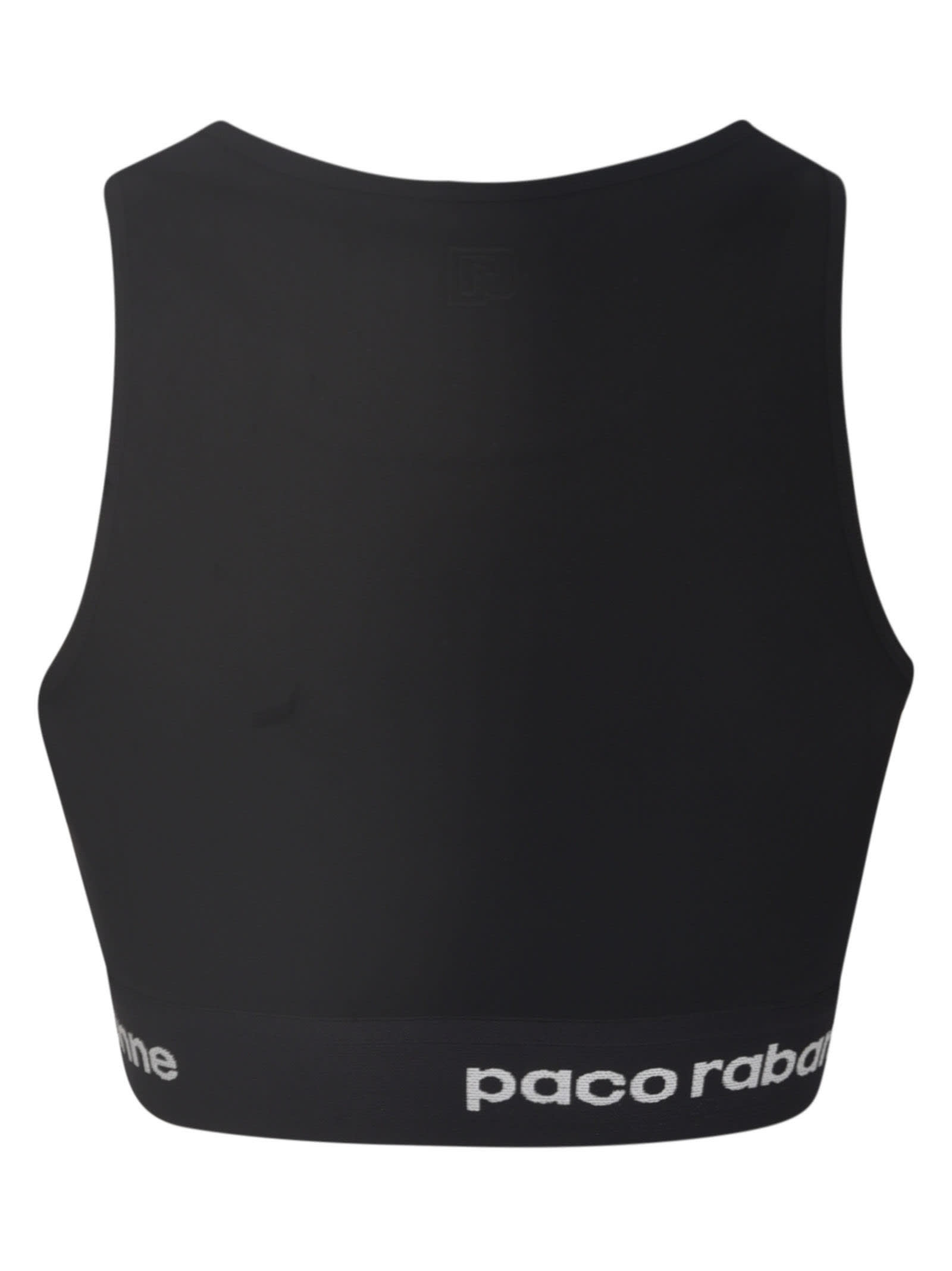 Shop Paco Rabanne Logo Detail Cropped Top In Black