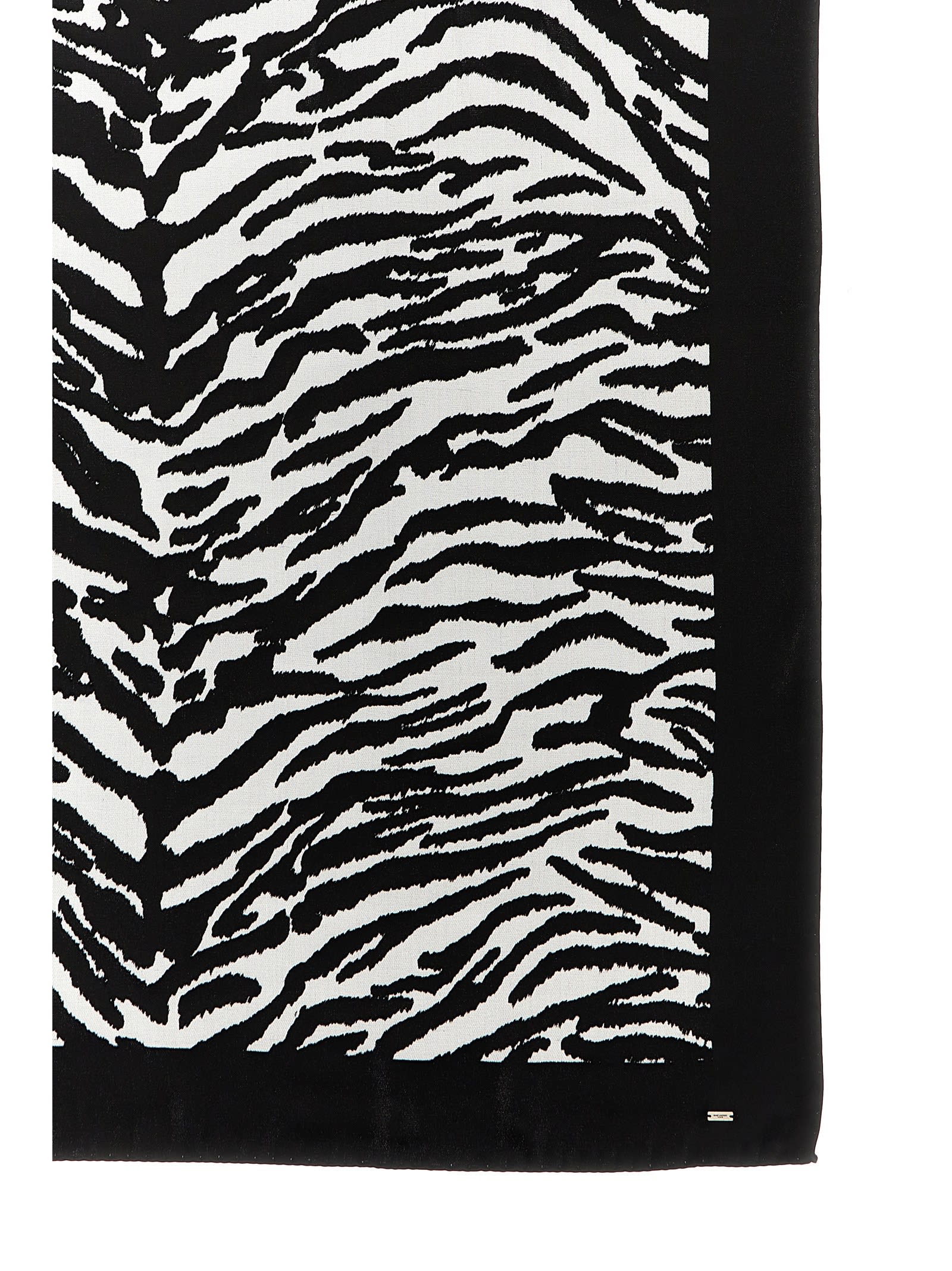 Shop Saint Laurent Animal Print Scarf In Black