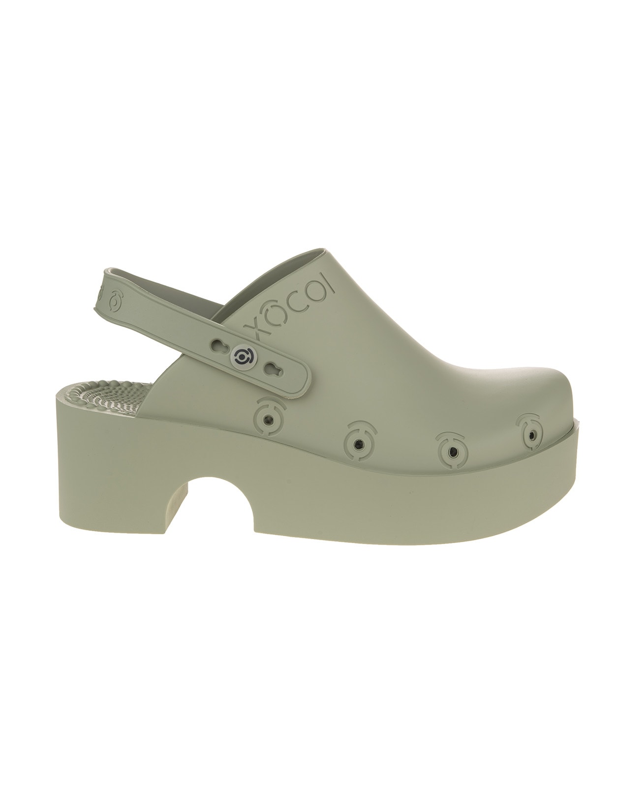 Xocoi Woman Slides In Military Green Recycled Rubber With Logo