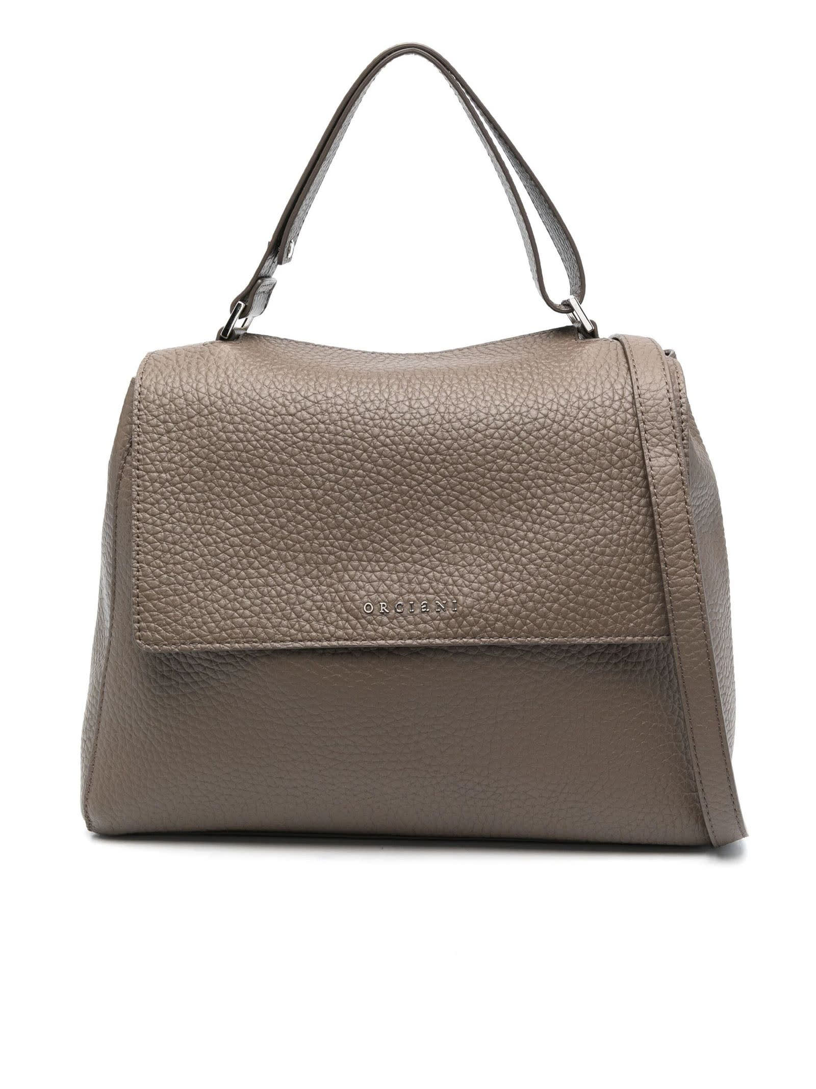 ORCIANI Pong Soft leather shoulder bag with shoulder strap, color Ivory