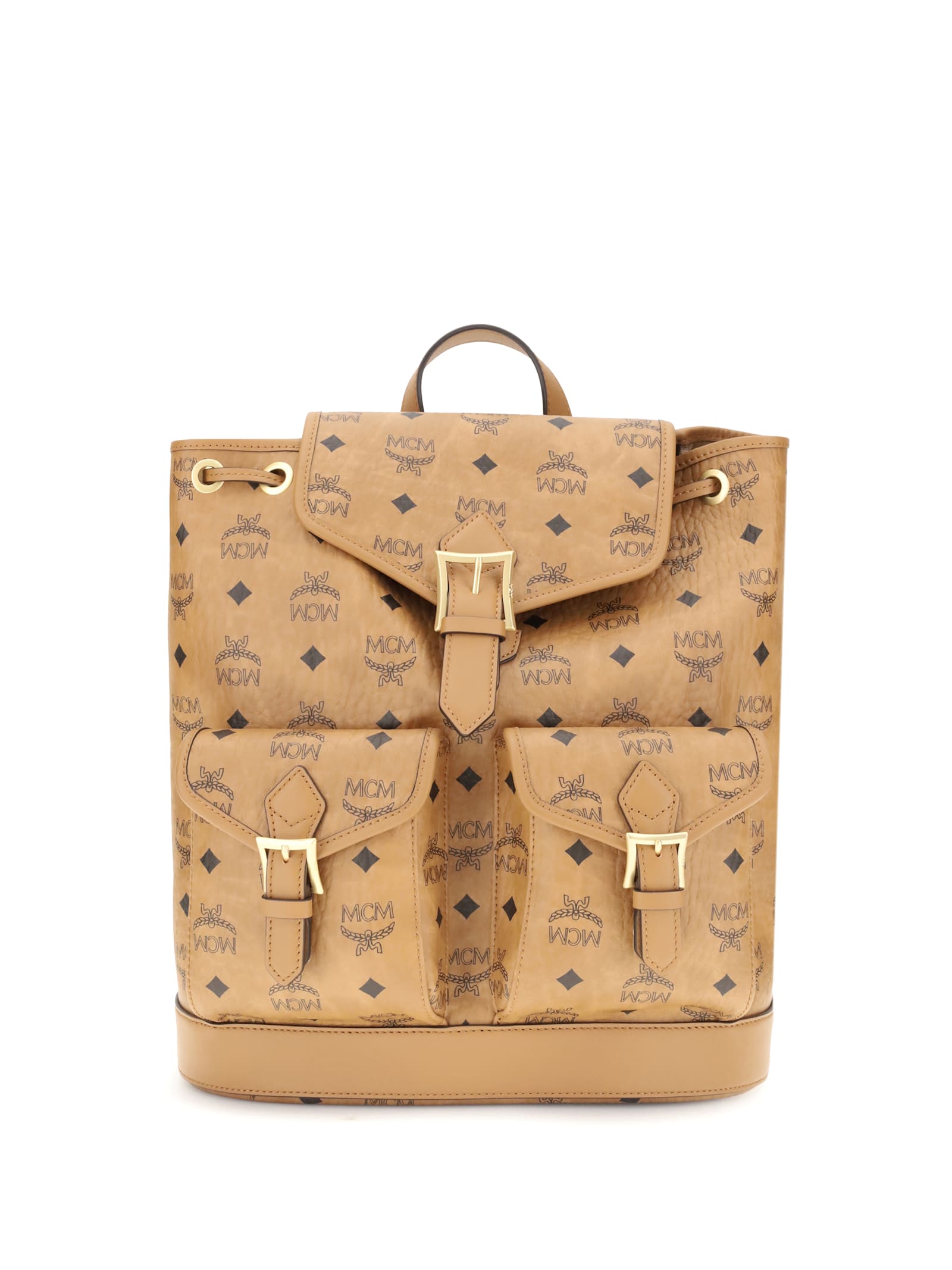 Mcm Printed Canvas Backpack