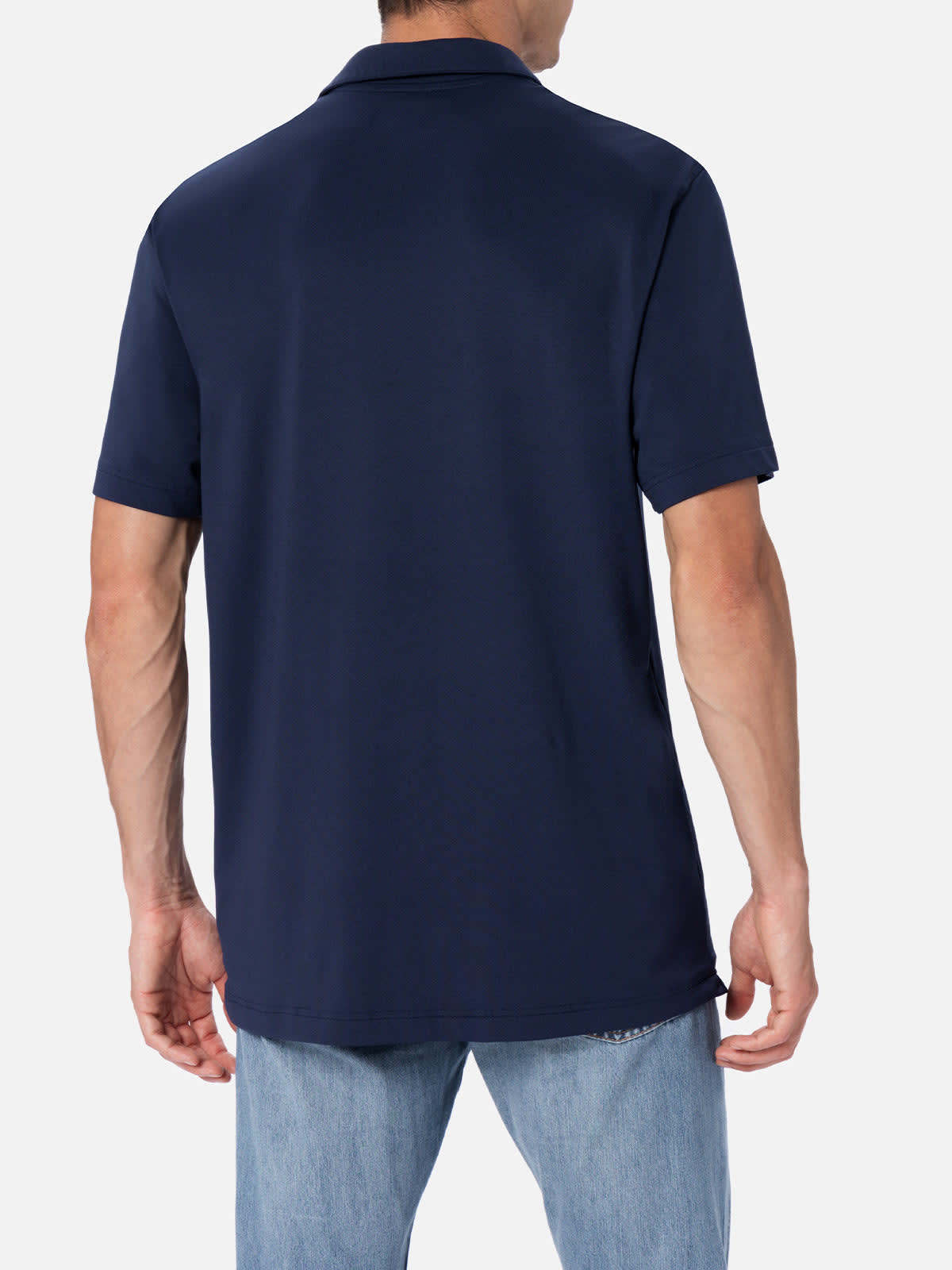 Mc2 Saint Barth Man Navy Blue Technical Piquet Polo Shirt Camber In Blue
