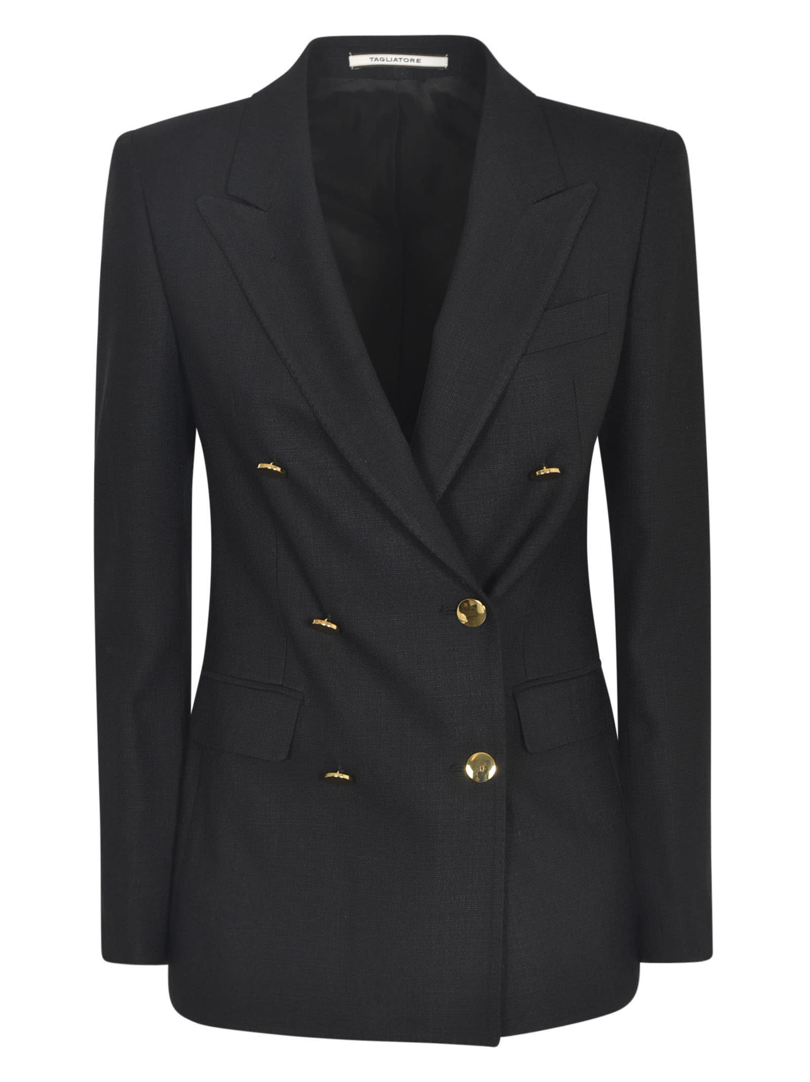 Shop Tagliatore Double-breasted Fitted Blazer In Black