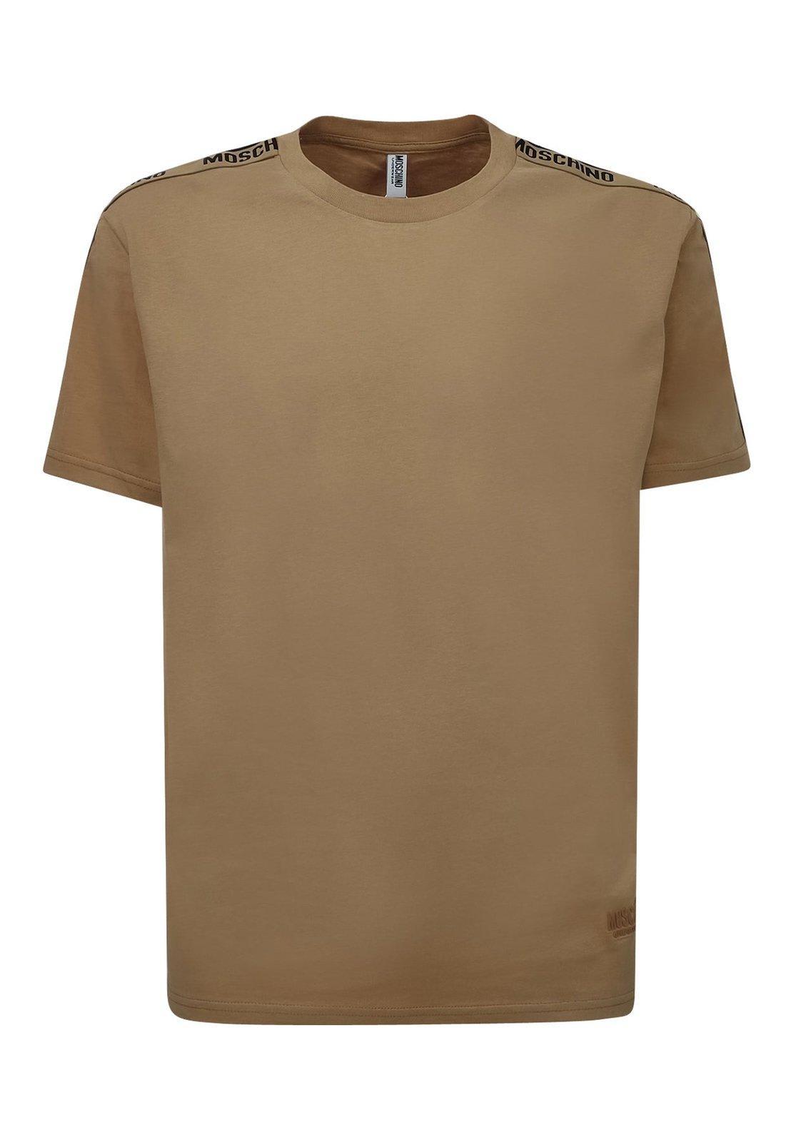 Moschino Logo Detailed Crewneck T-shirt In Brown