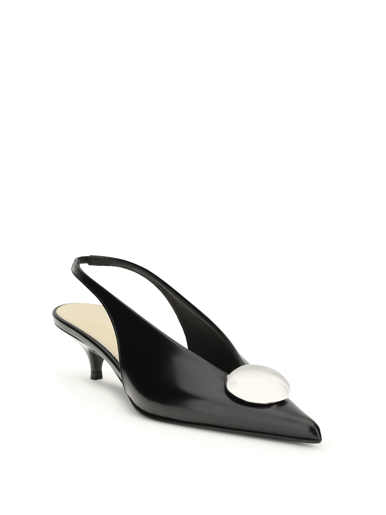 Proenza Schouler Dome Slash Slingbacks In Polished Calf In Black