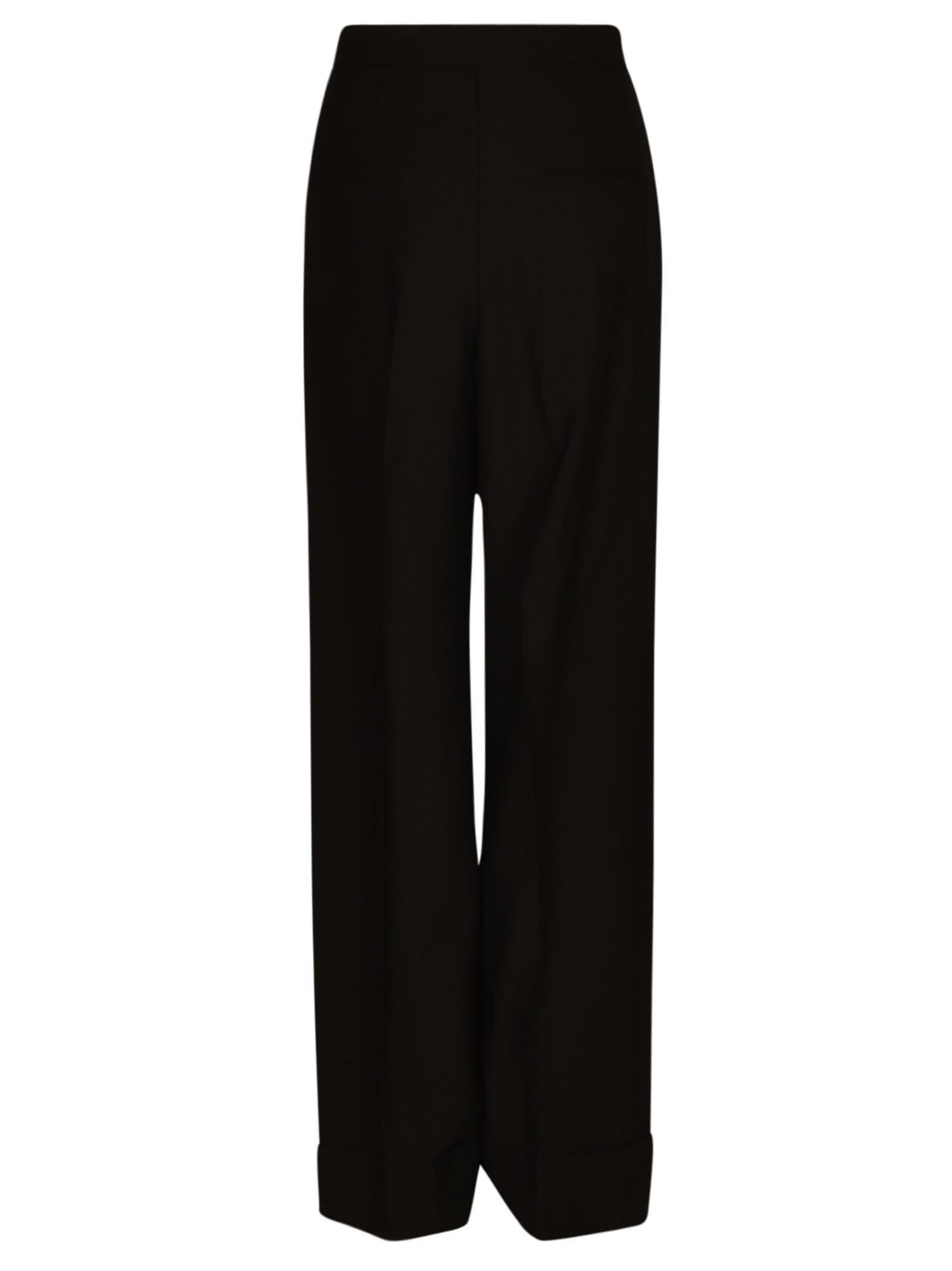 Shop Moschino Wide Straight Leg Plain Trousers In Black