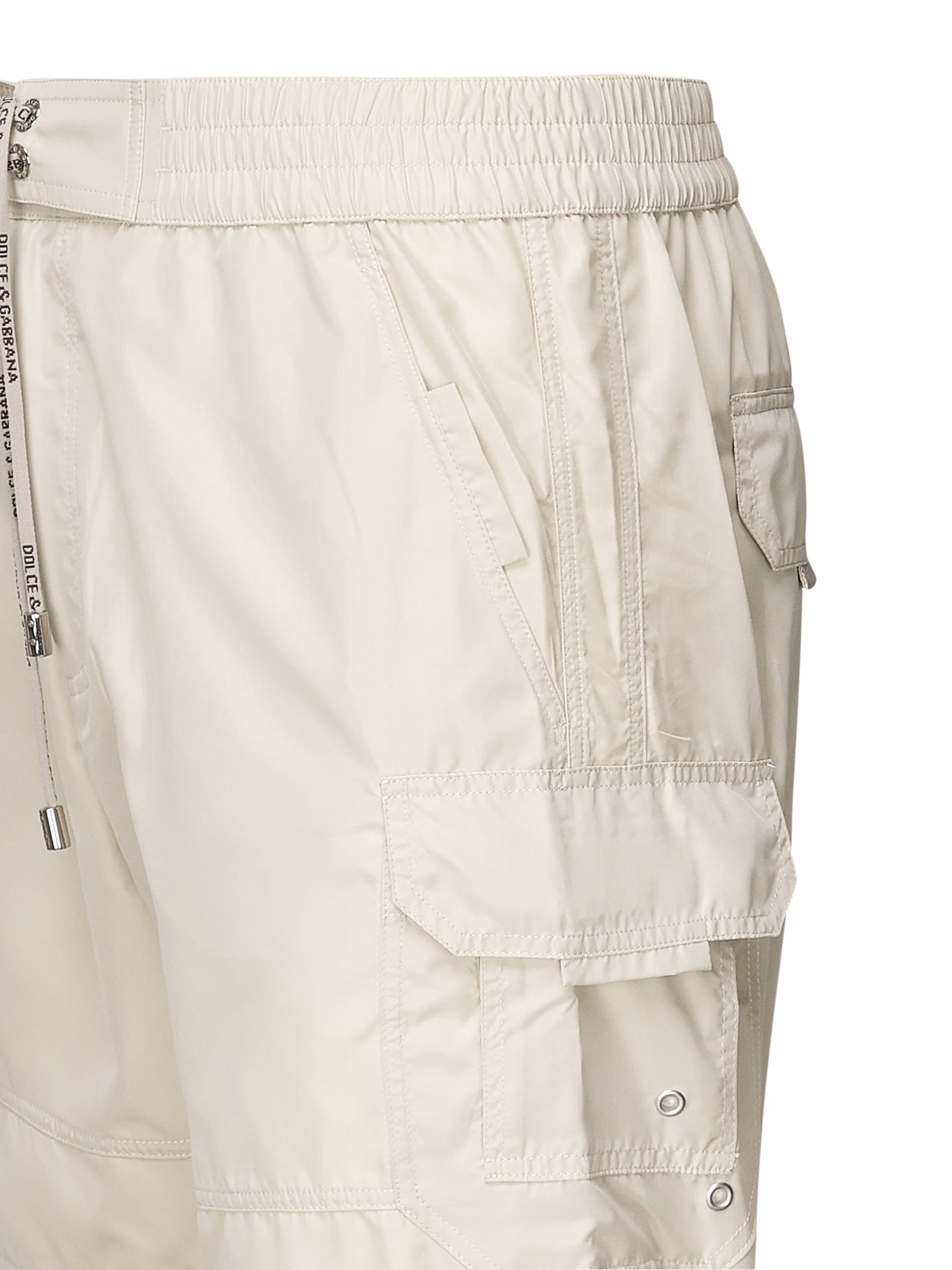 Dolce & Gabbana Nylon Swim Trunks Elastic Waistband In Beige