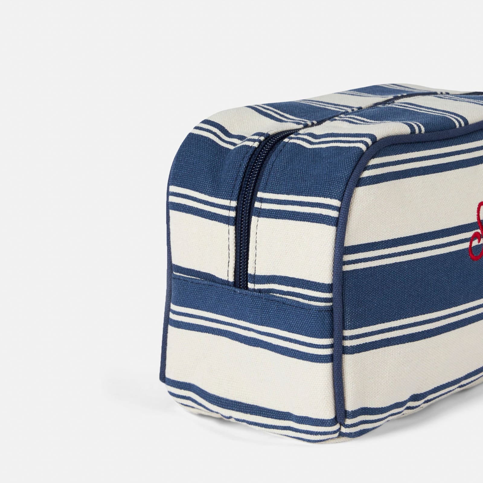 Mc2 Saint Barth Striped Cotton Canvas Case In Blue