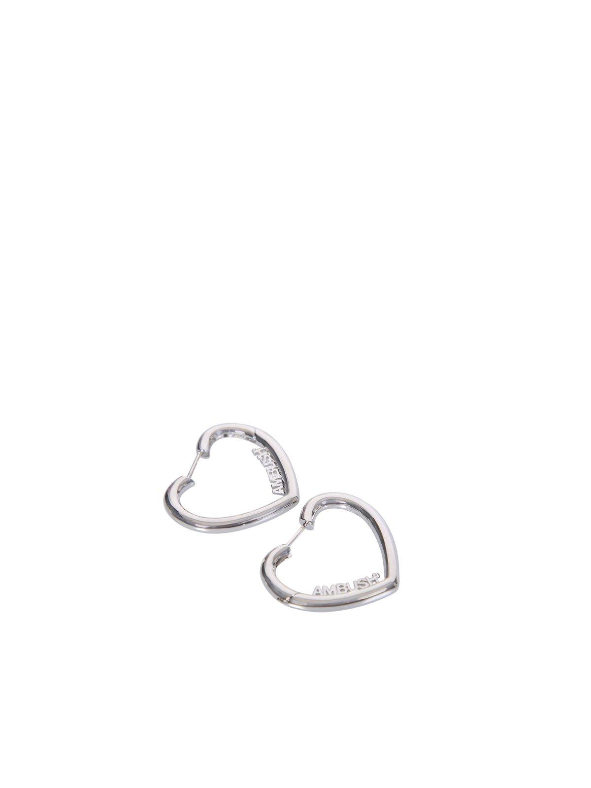 Shop Ambush Heart-shaped Earrings In Silver