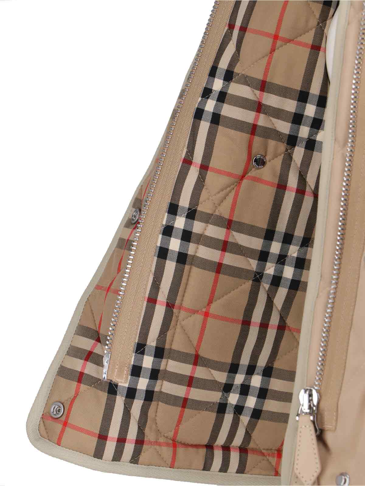 Burberry Lanford Short Quilted Nylon Jacket In Soft Fawn
