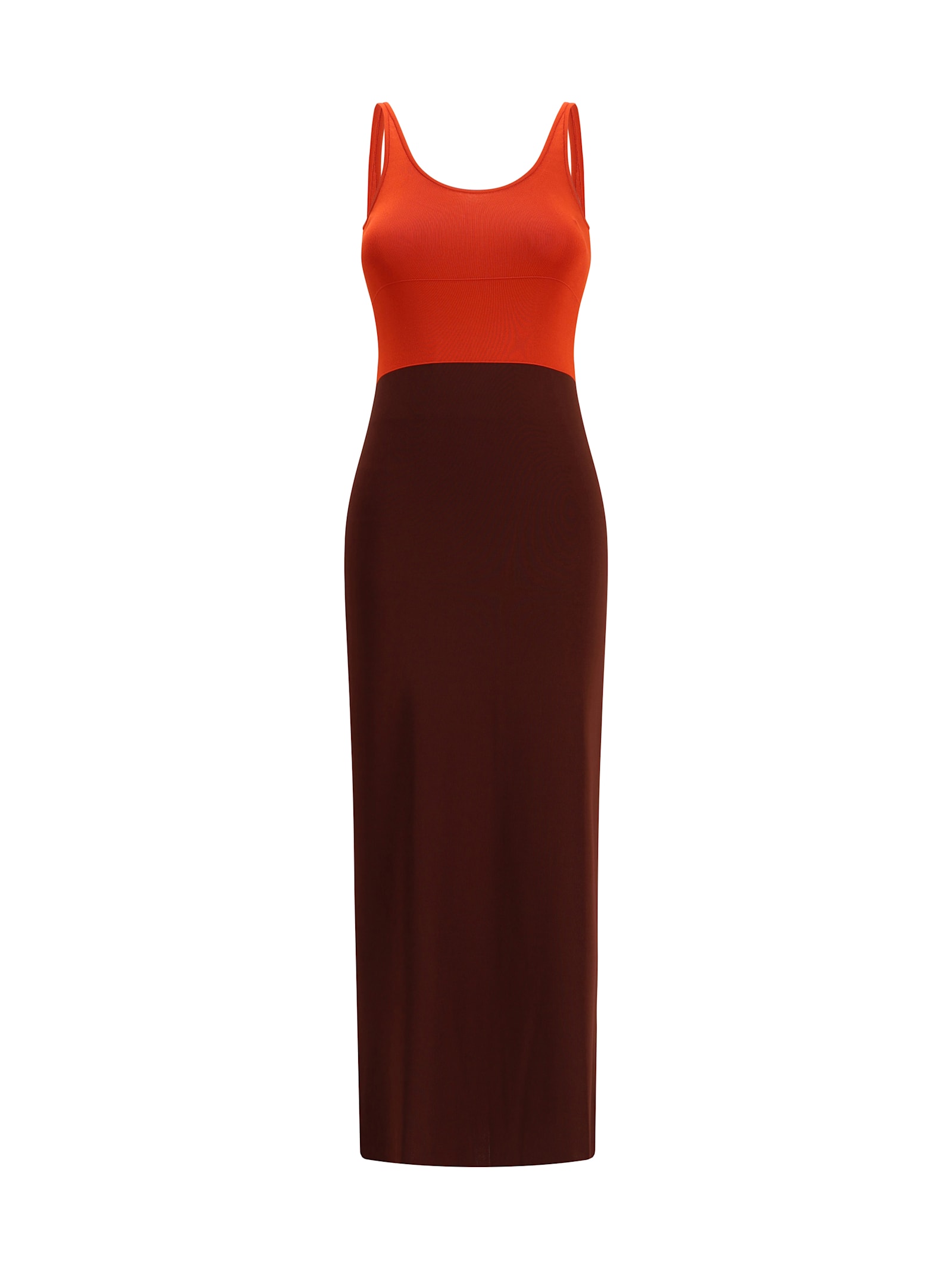 Fendi Two-tone Viscose Blend Long Dress In Multi