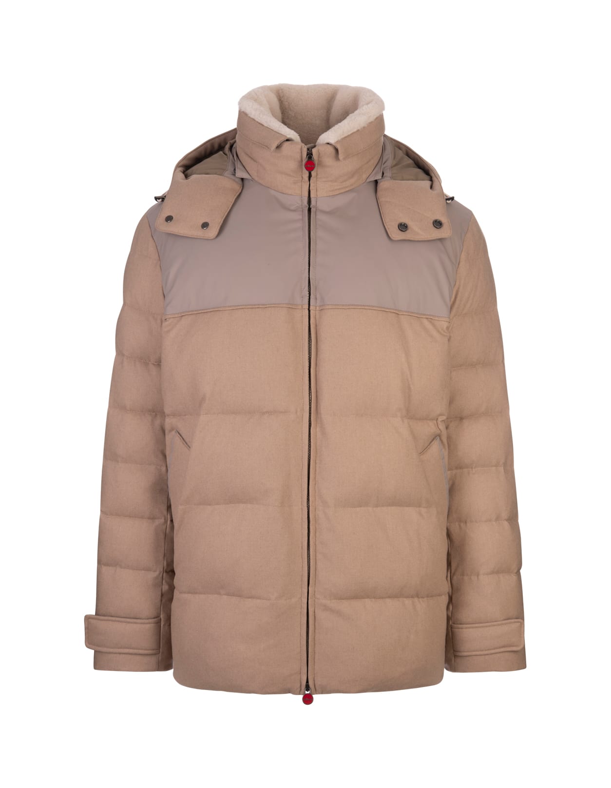 Shop Kiton Beige Quilted Cashmere Puffer Jacket In Brown