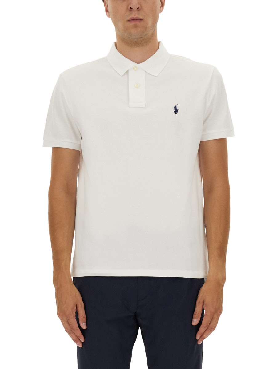 Polo Ralph Lauren Fitted White Polo Shirt With Embroidered Logo In White