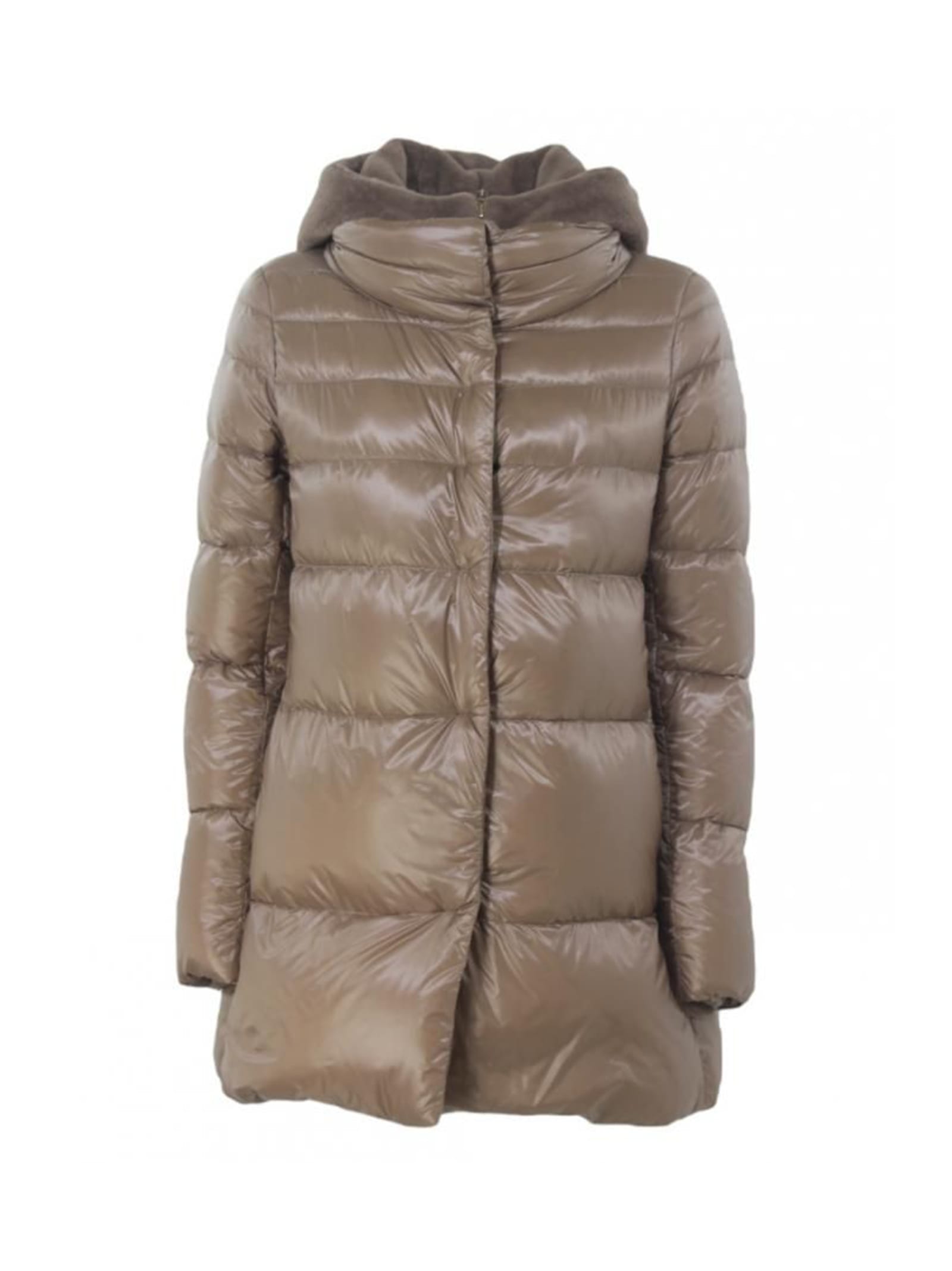 Herno Long Down Jacket With Faux Fur
