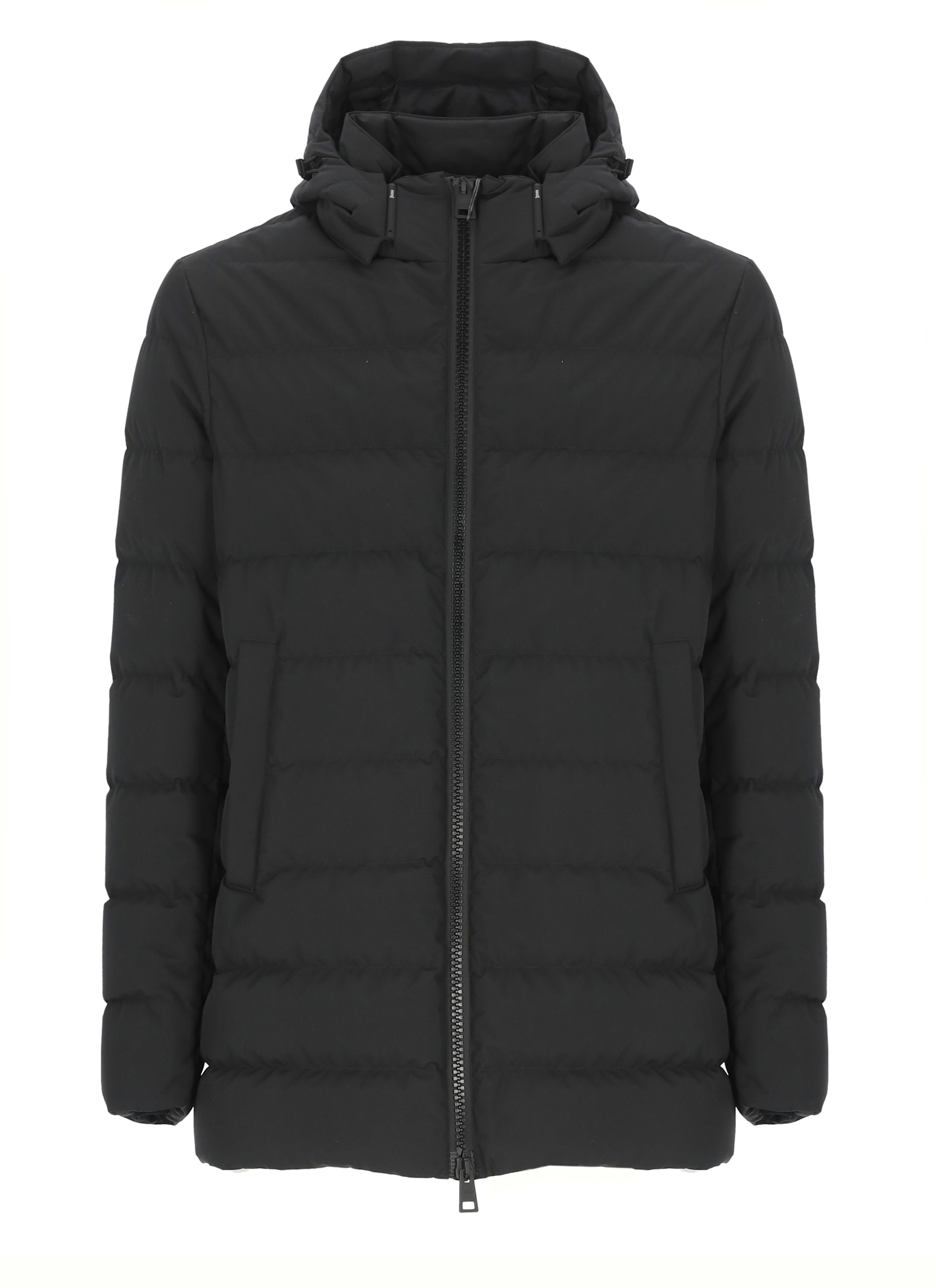 Herno Quilted Down Jacket With Adjustable Hood And Buttoned Pockets In Black