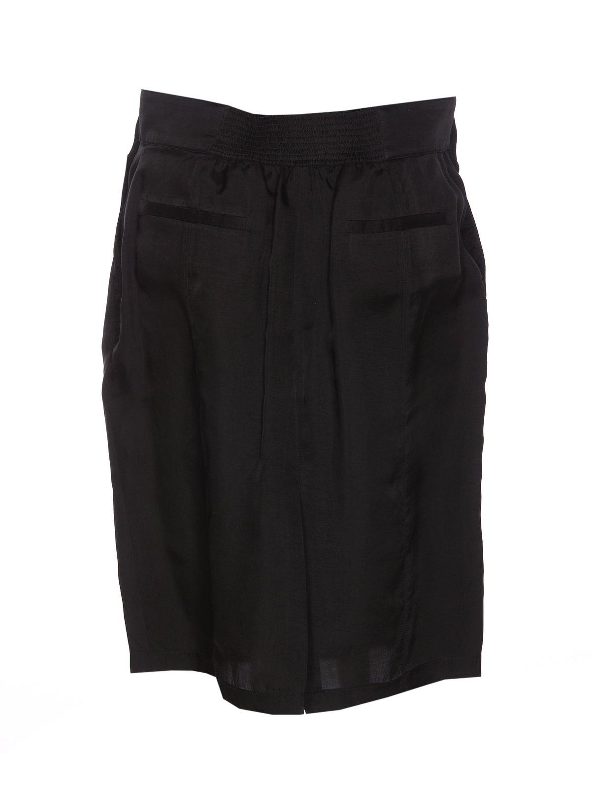Saint Laurent Pencil Skirt With Stitching Details In Nero