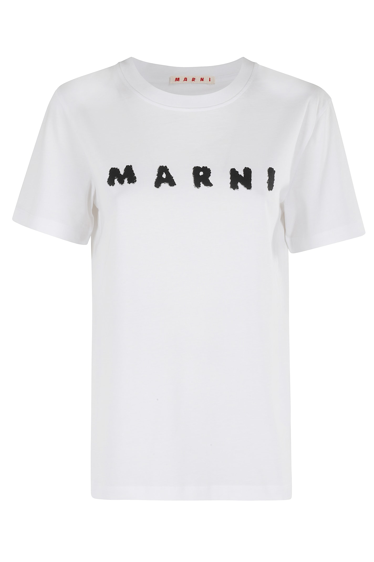 Marni Scribbled Logo Jersey Cotton T-shirt In White