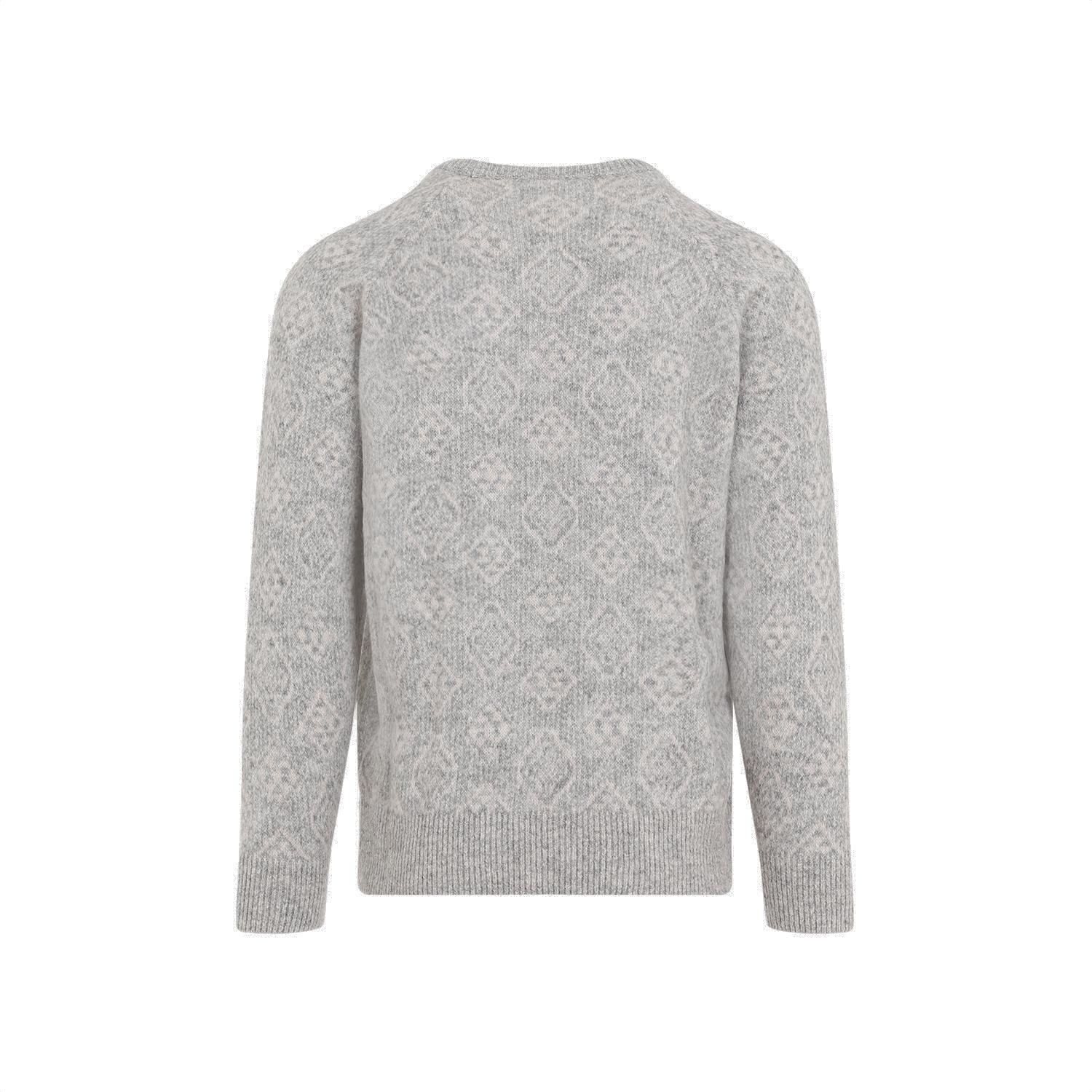 Shop Brunello Cucinelli Patterned Crewneck Jumper In Grey