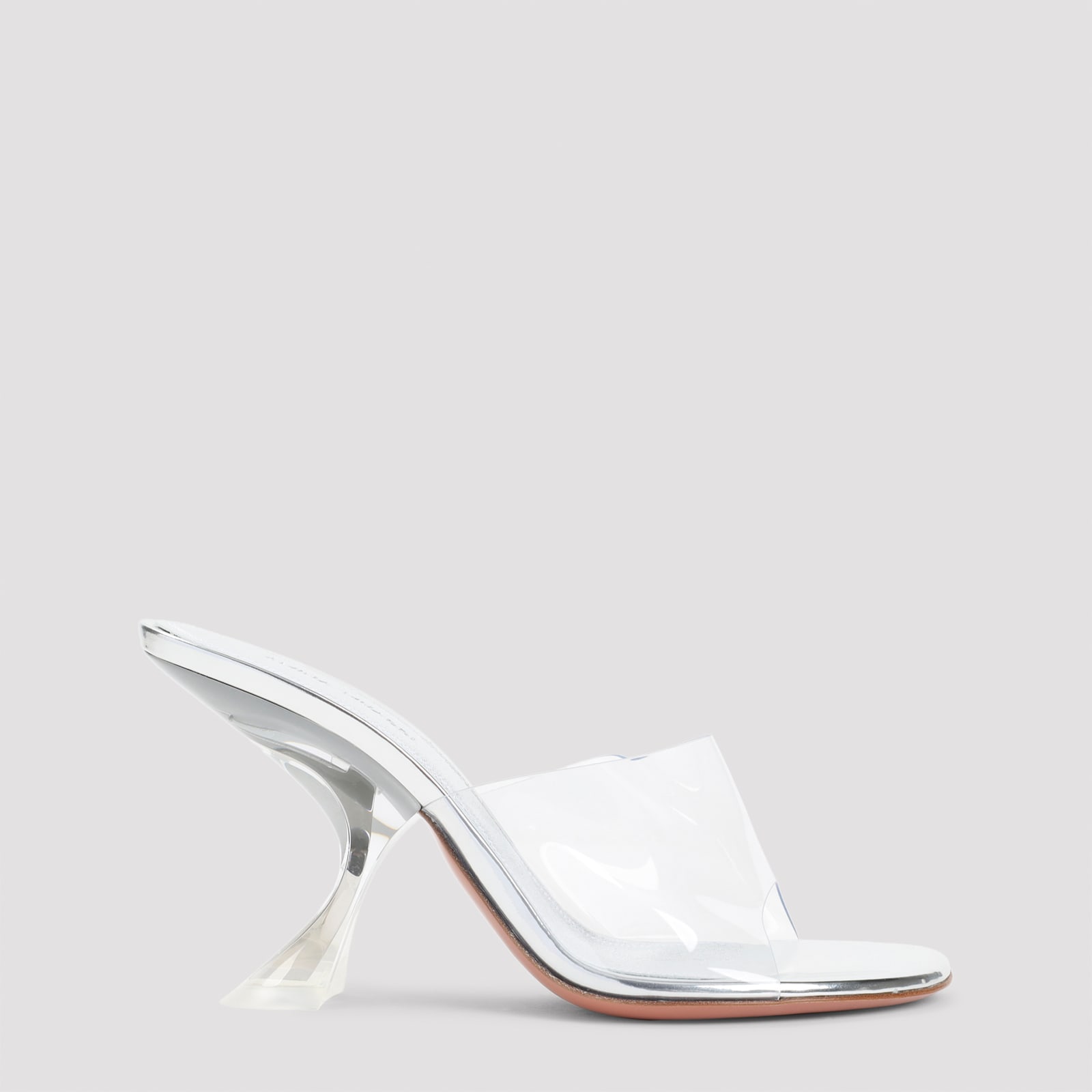 Amina Muaddi Metallic Open-toe Sandals With Sculptural Heel In Transparent