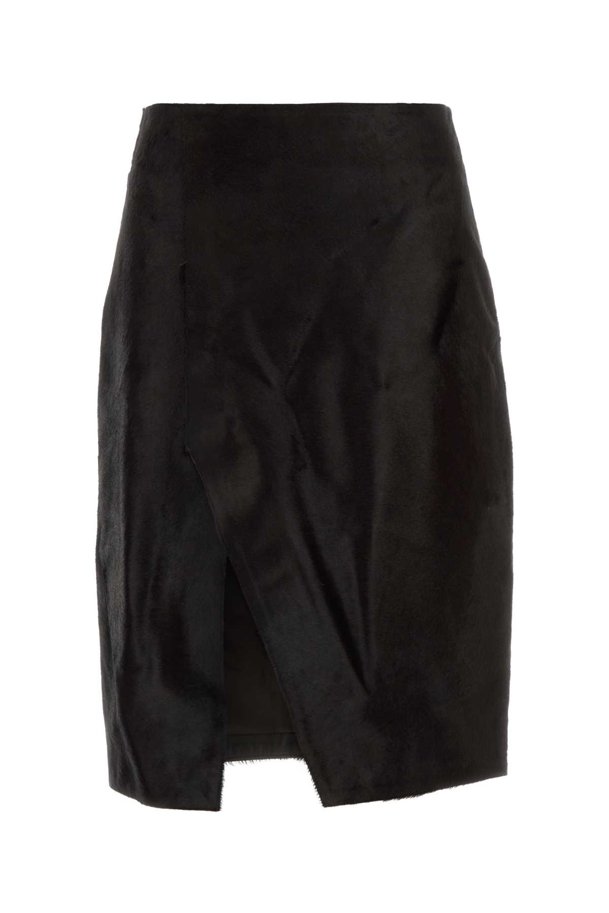 Loulou Studio Loulou Dark Brown Calf Hair Myra Skirt In Brown