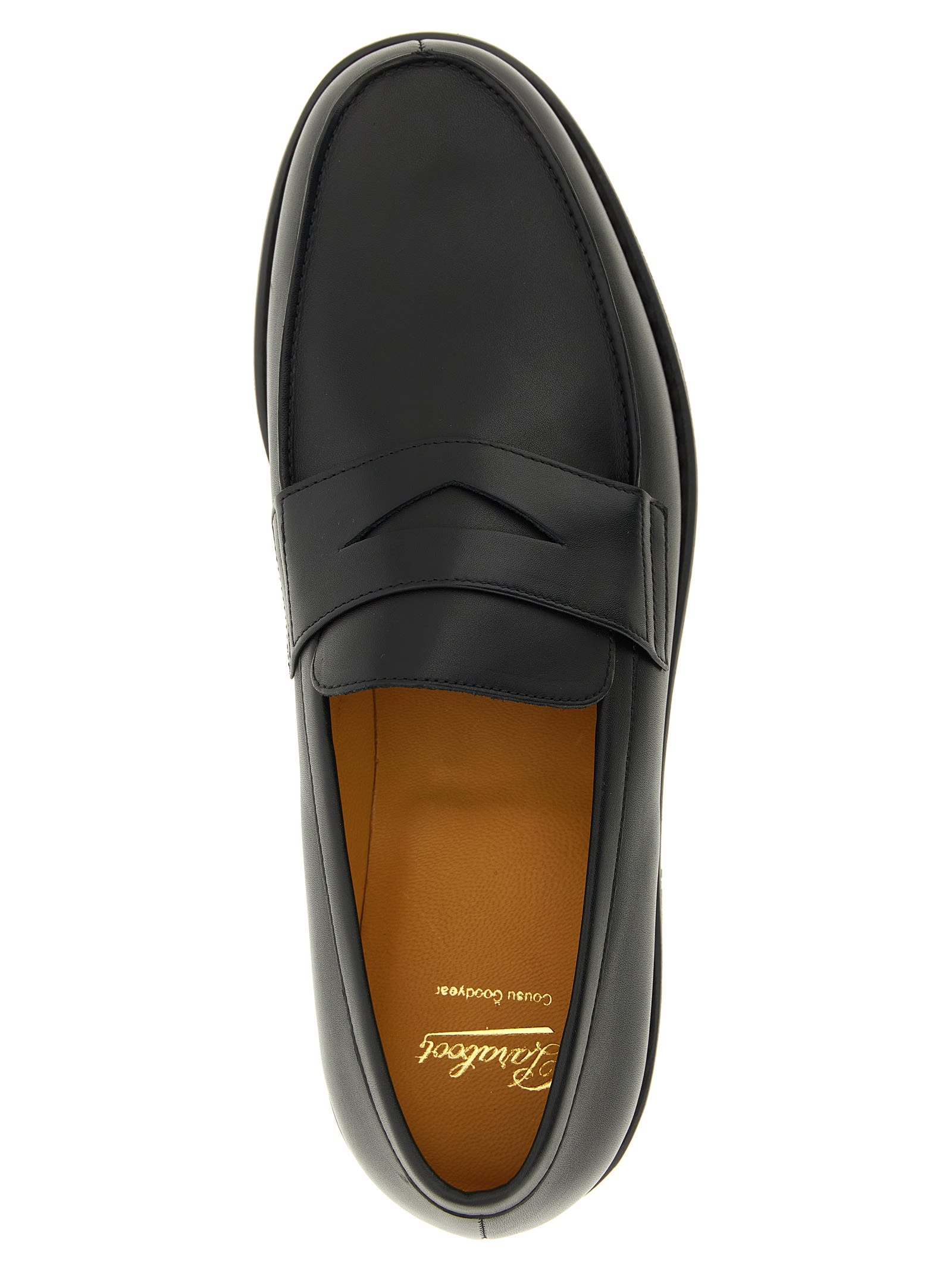 Paraboot Round Toe Loafers Featuring Penny Strap In Black