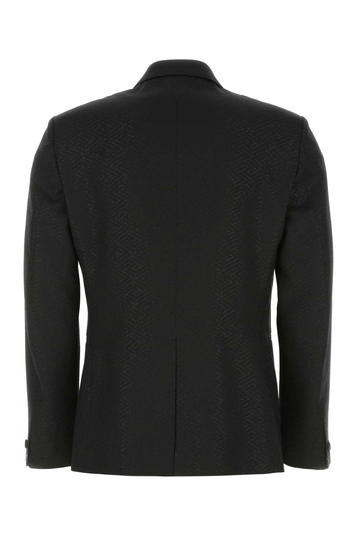 Shop Versace Black Wool Blend Blazer In 1b000