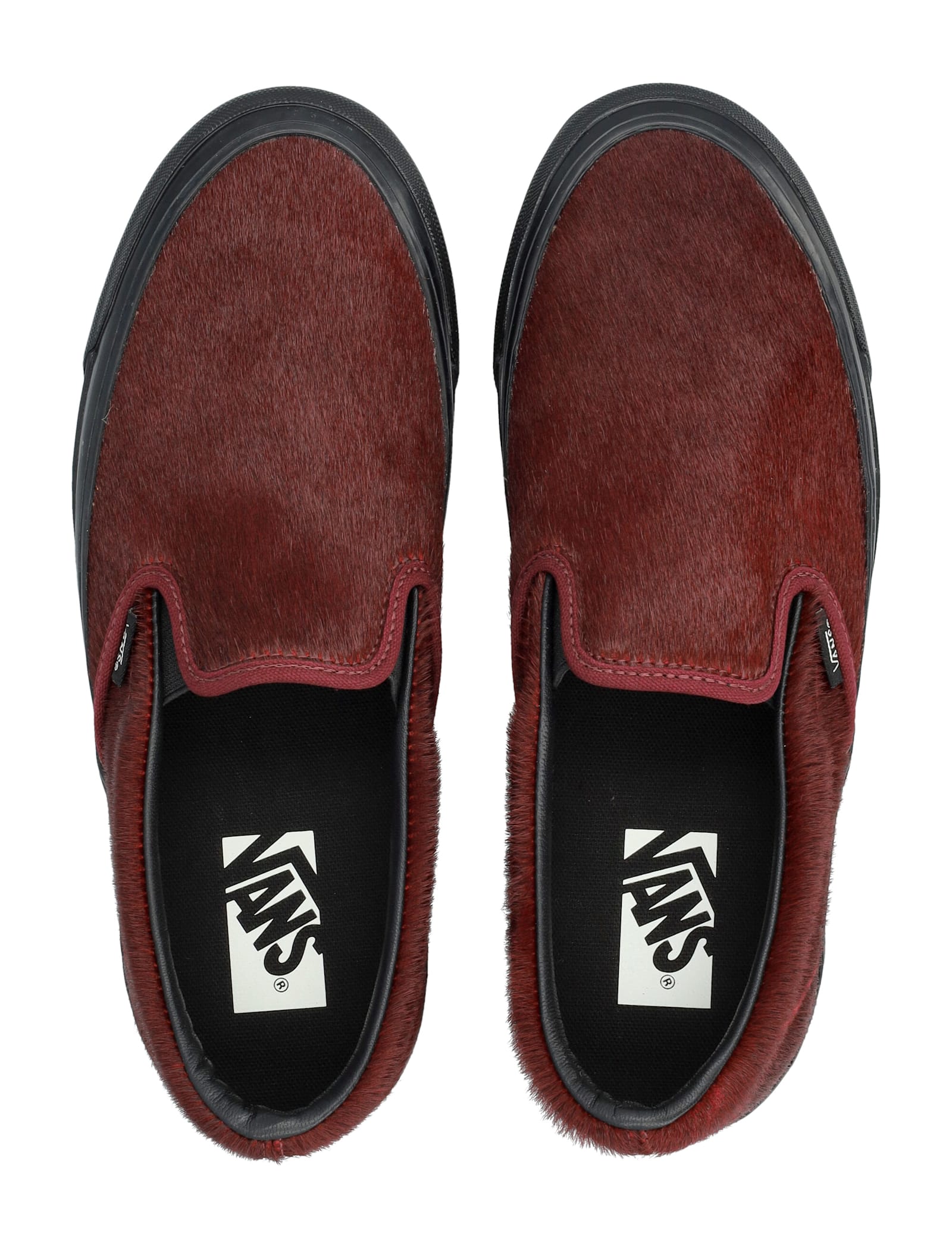 Vans Lx Classic Slip-on 98 Pony Hair Sneakers In Burgundy