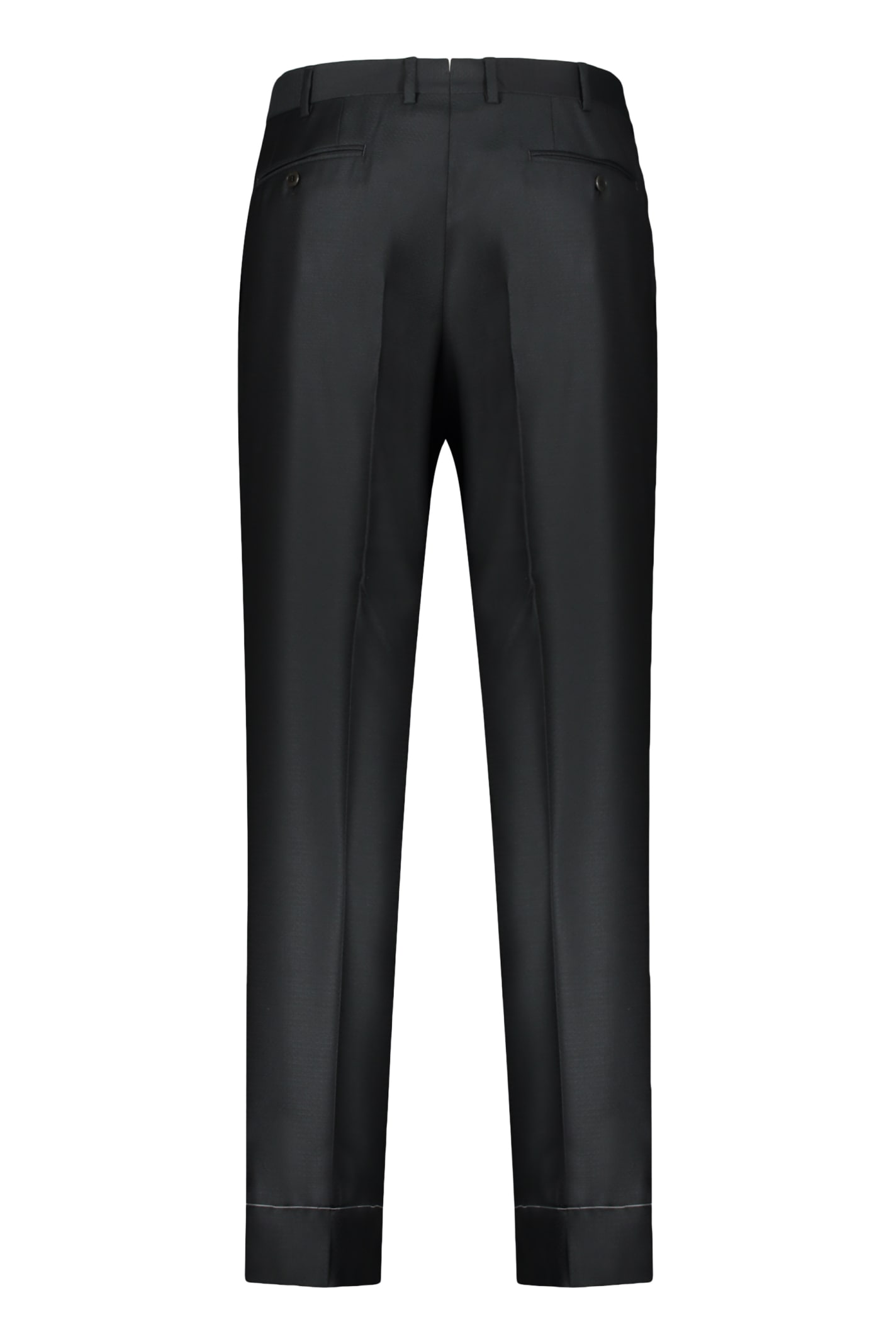 Shop Brioni Wool Tailored Trousers In Black