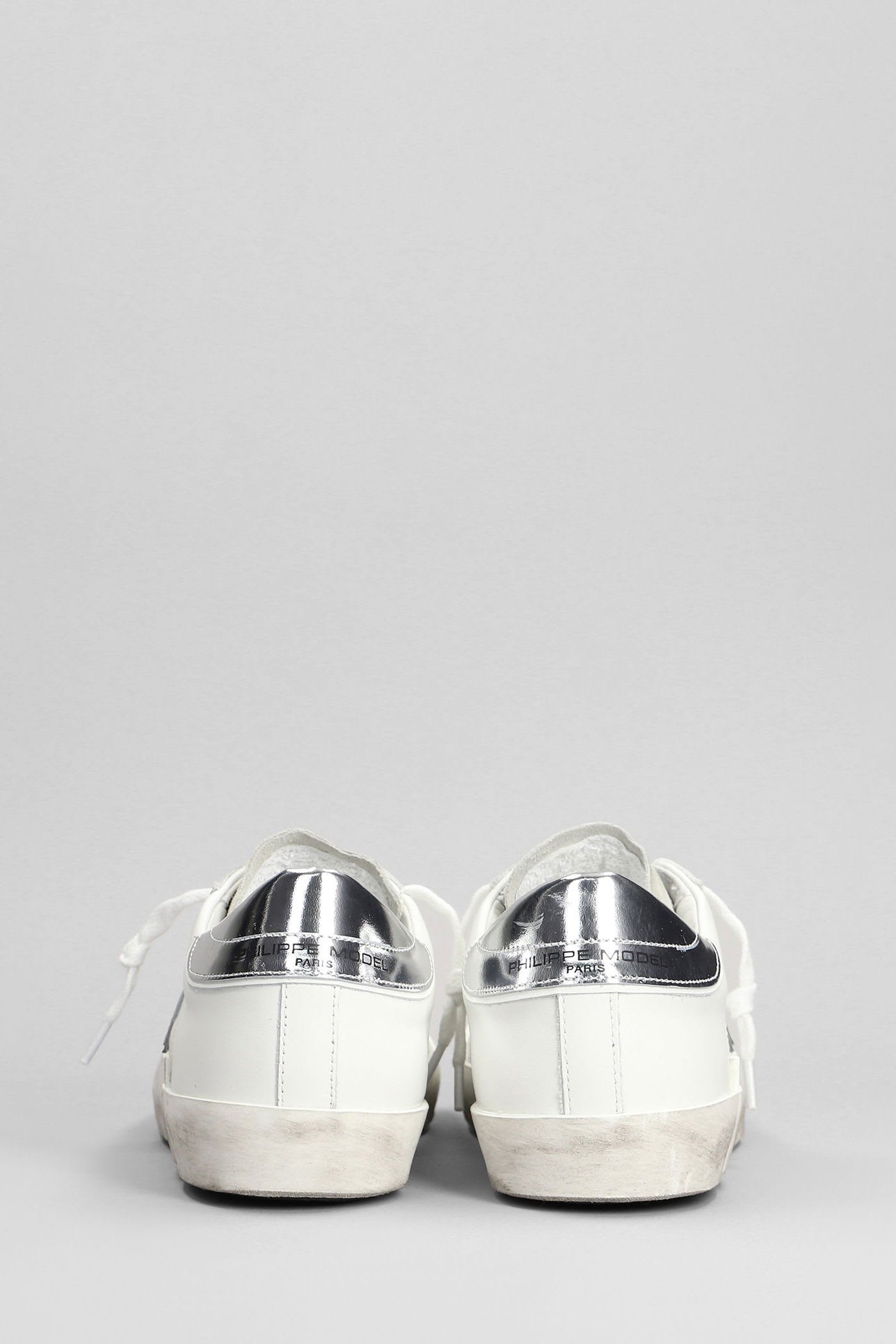 Philippe Model Prsx Low Sneakers In White Suede And Leather In White