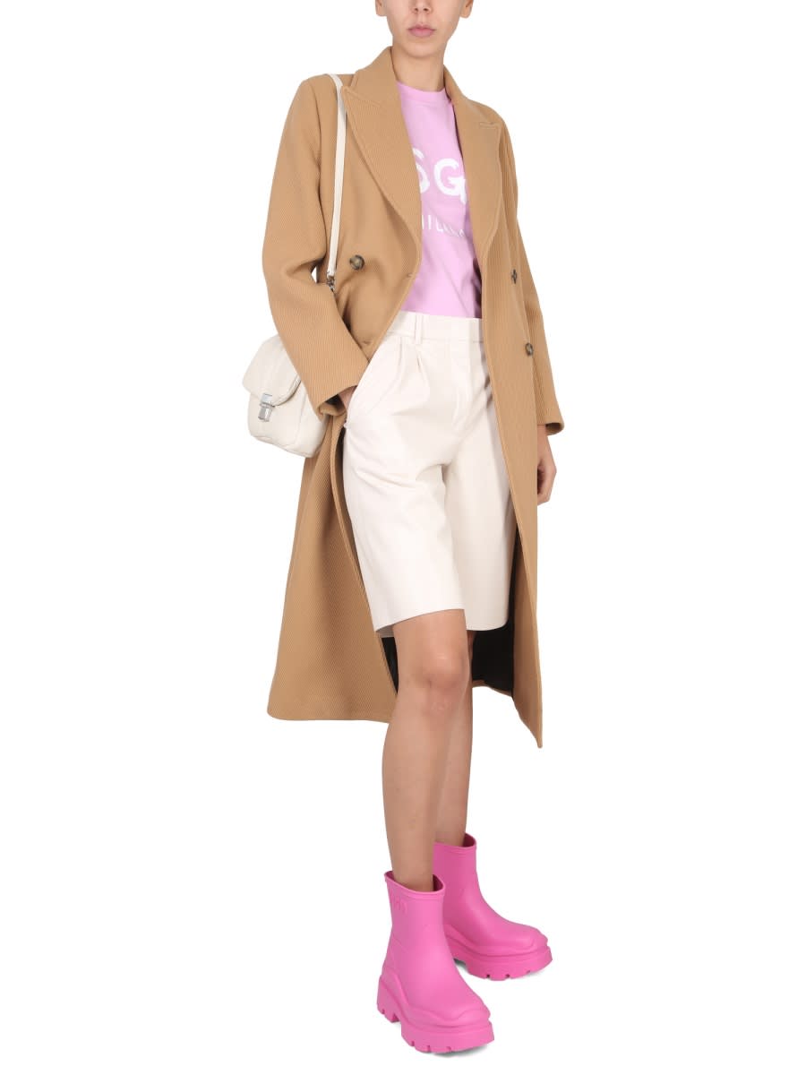 Shop Msgm Double-breasted Coat In Beige