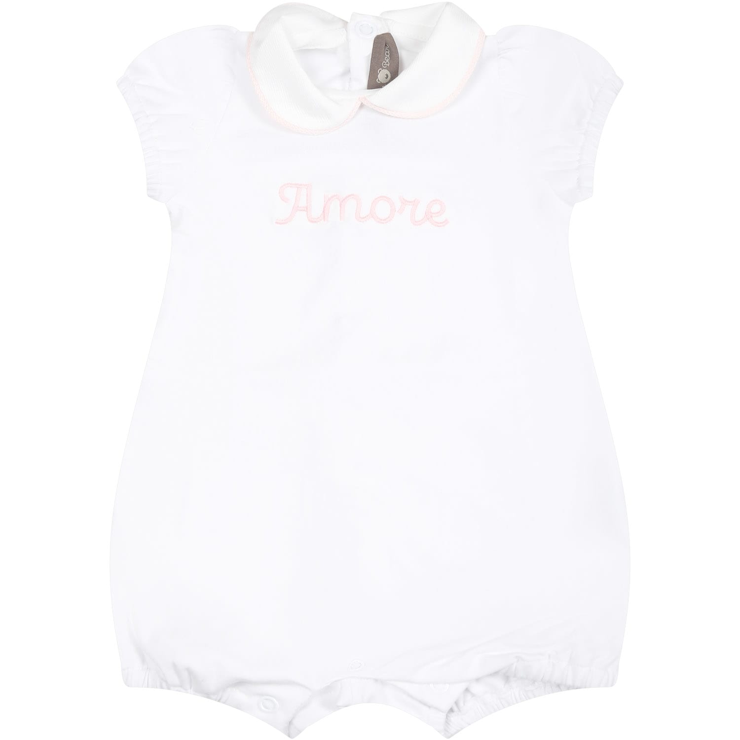 Shop Little Bear White Romper For Baby Girl With Writing