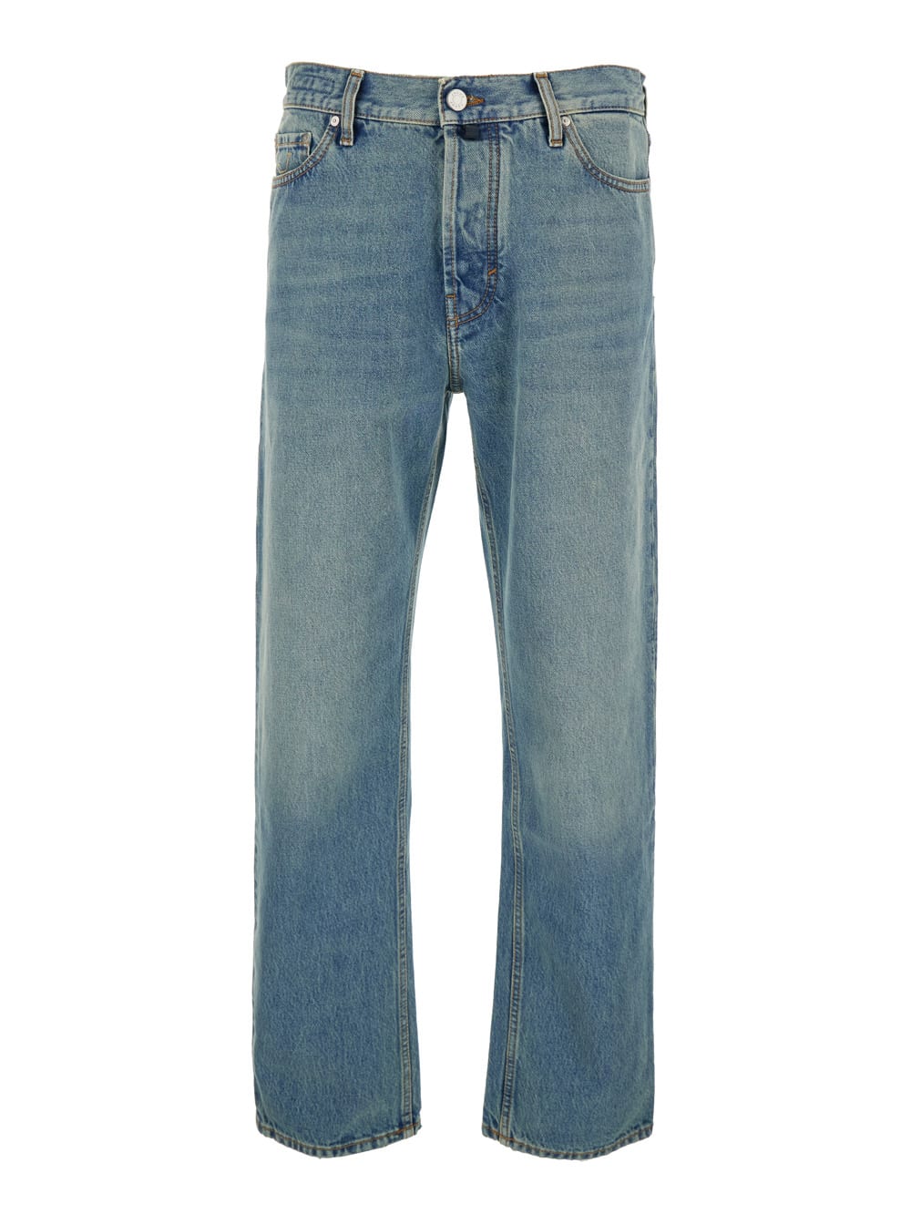 Jacob Cohen Sean Light-blue Five-pocket Jeans With Logo Patch On The Back In Denim Man In Multi