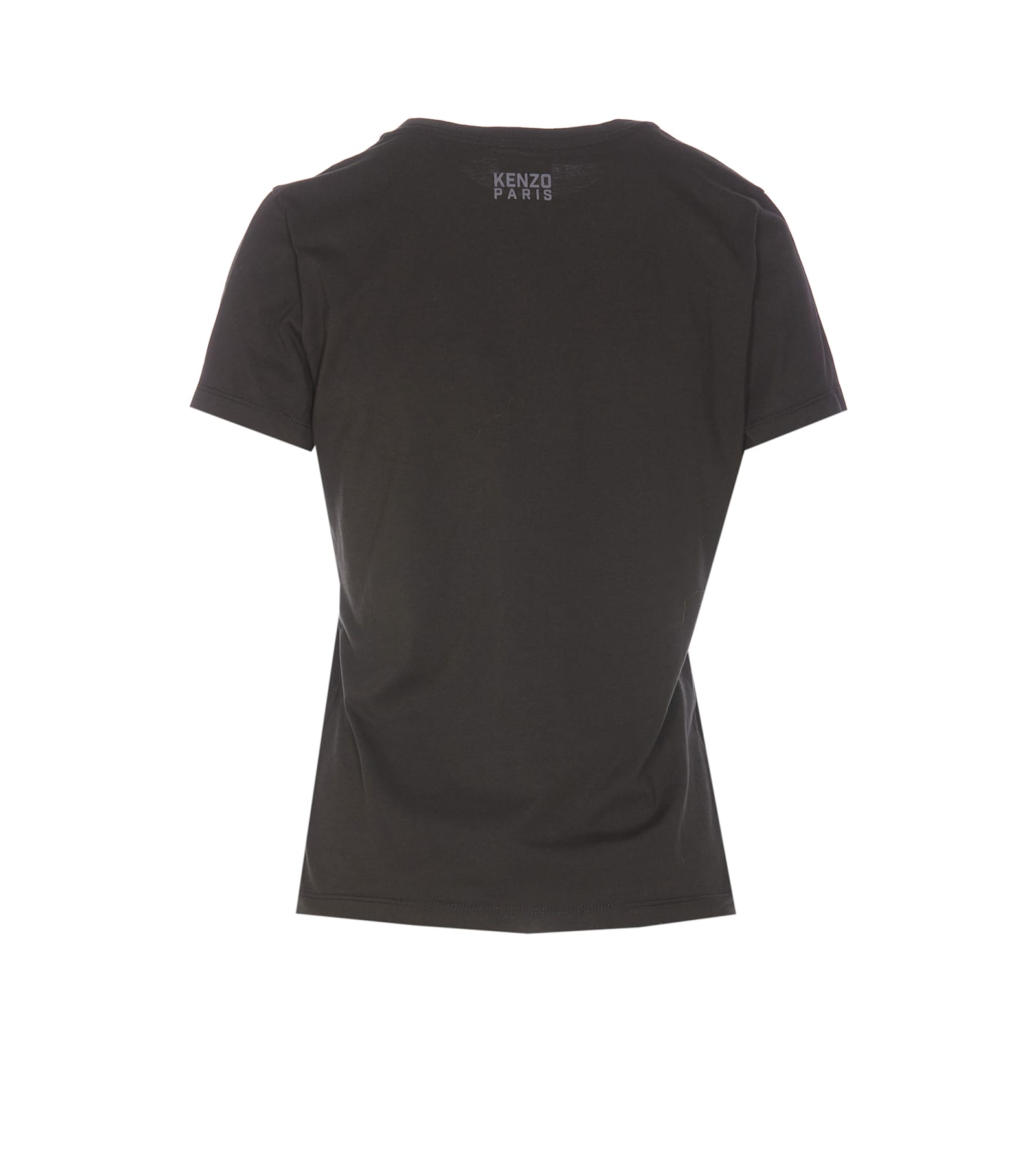 Kenzo Crewneck Graphic Print Short Sleeves In Black