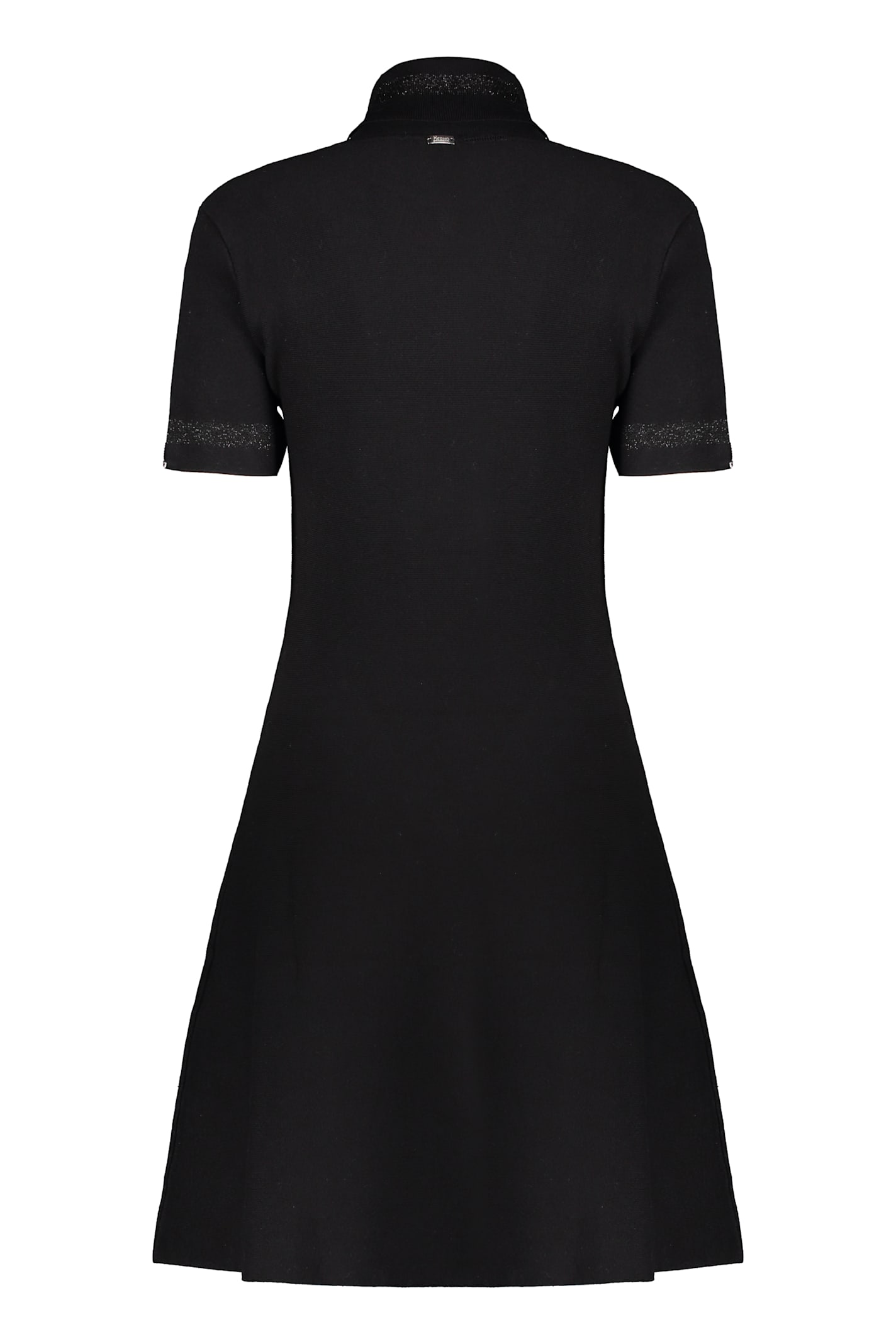 Herno Elegant Black Dress With High Collar In Black