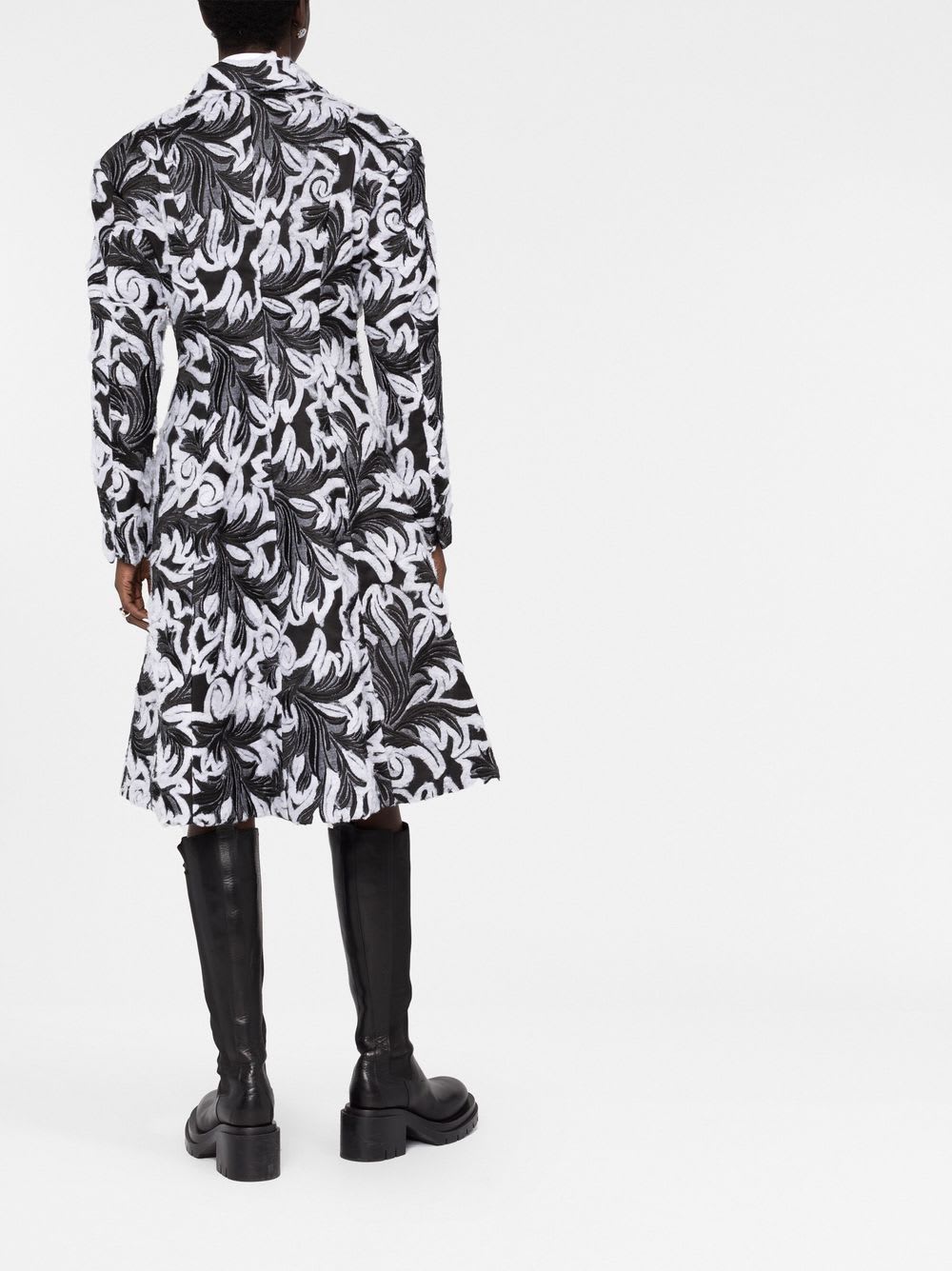 Comme Des Garçons Double-breasted Damask Coat In Black