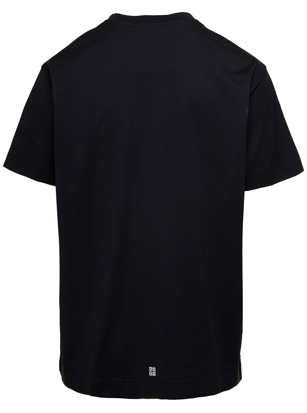 Shop Givenchy Black Crewneck T-shirt With Contrasting Logo Print In Cotton Man