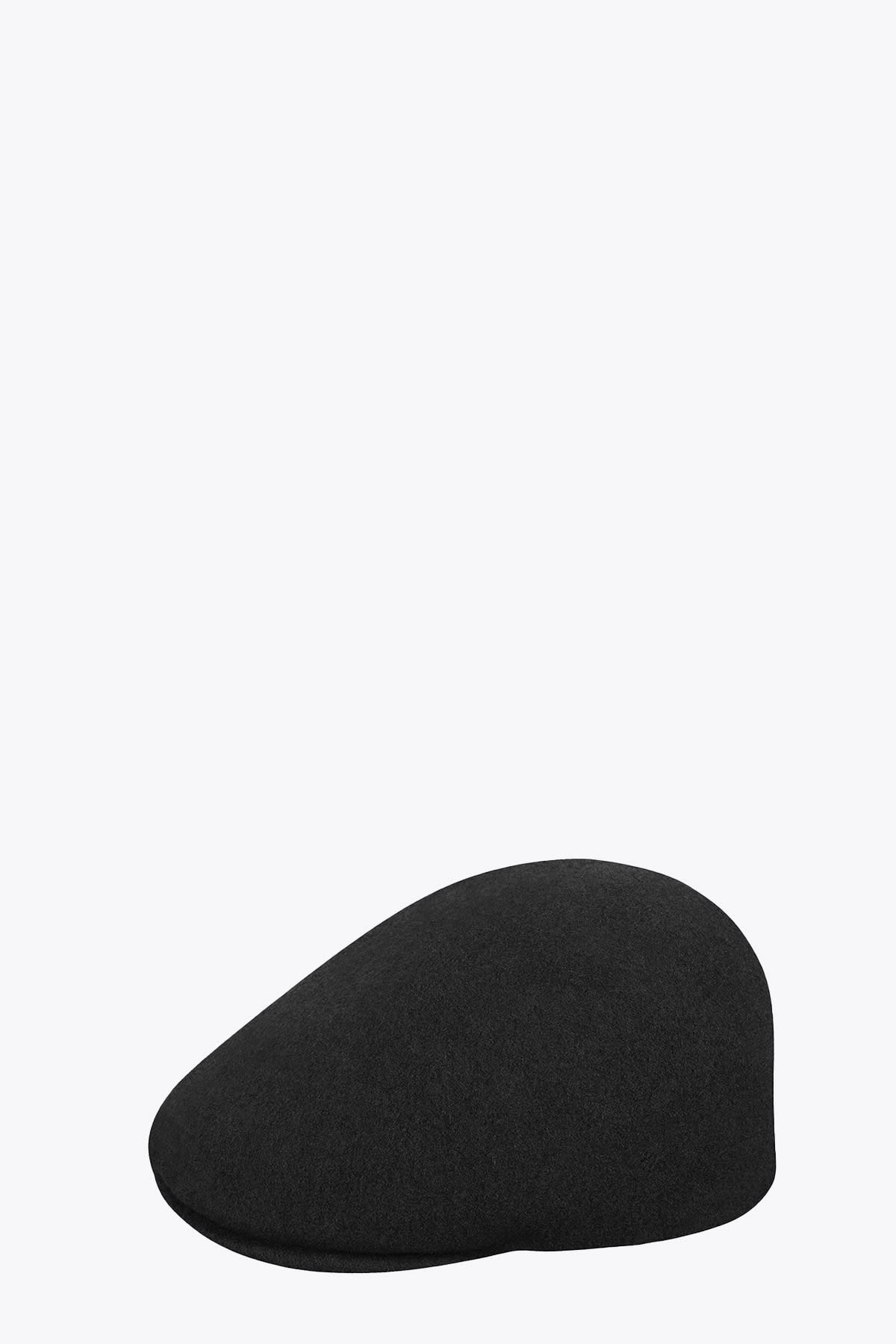 Kangol Seamless Wool Black wool flat cap with logo